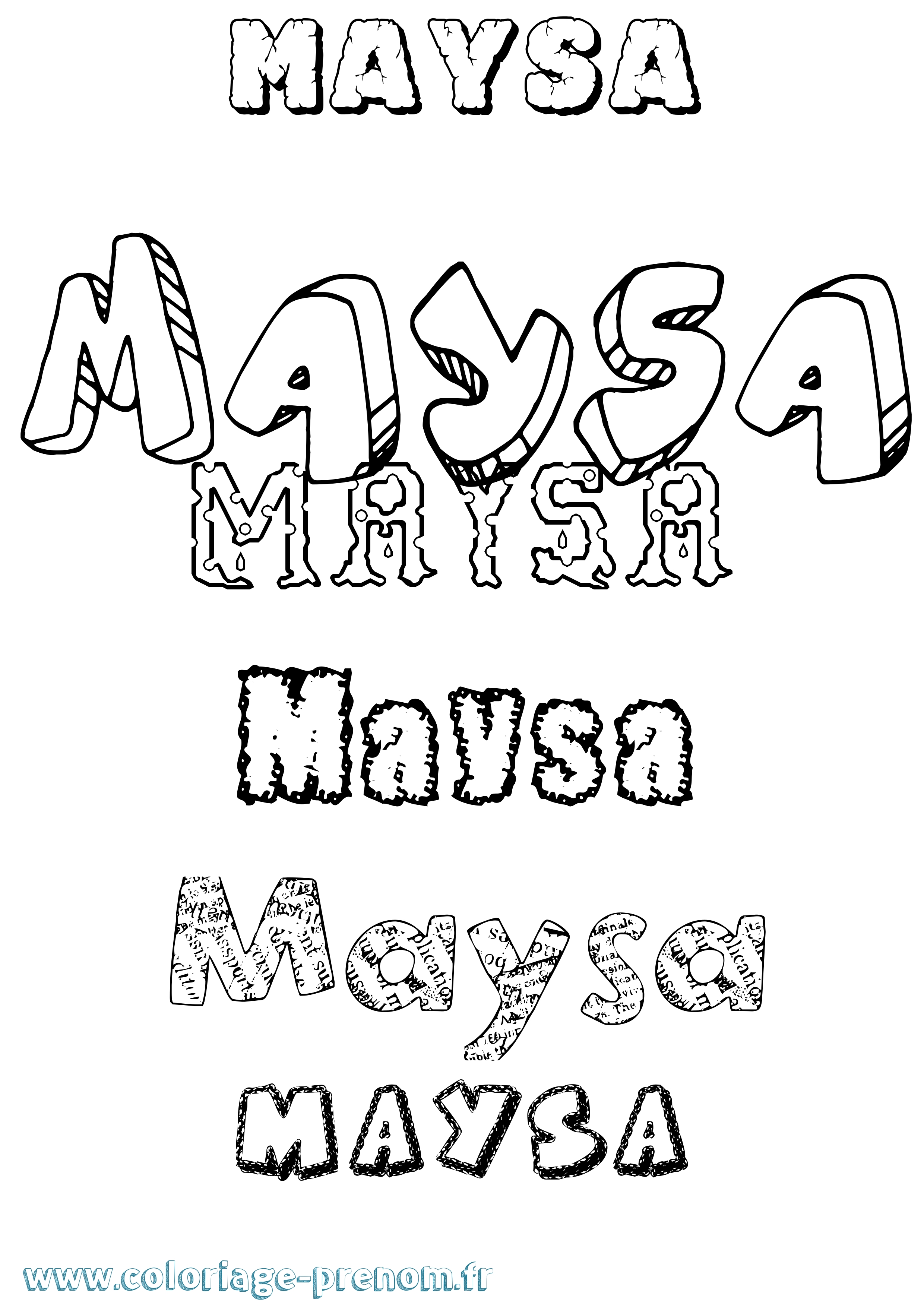 Coloriage Maysa Destructuré Coloriage prénom Maysa Destructuré