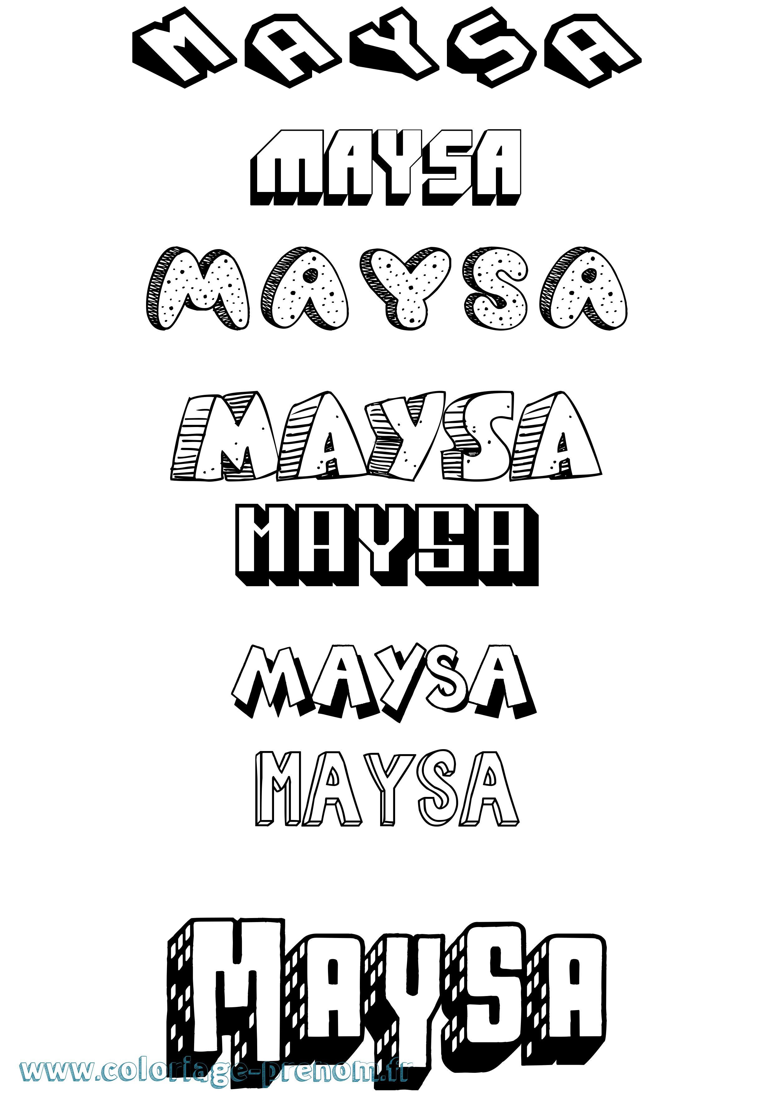 Coloriage Maysa Effet 3D Coloriage prénom Maysa Effet 3D