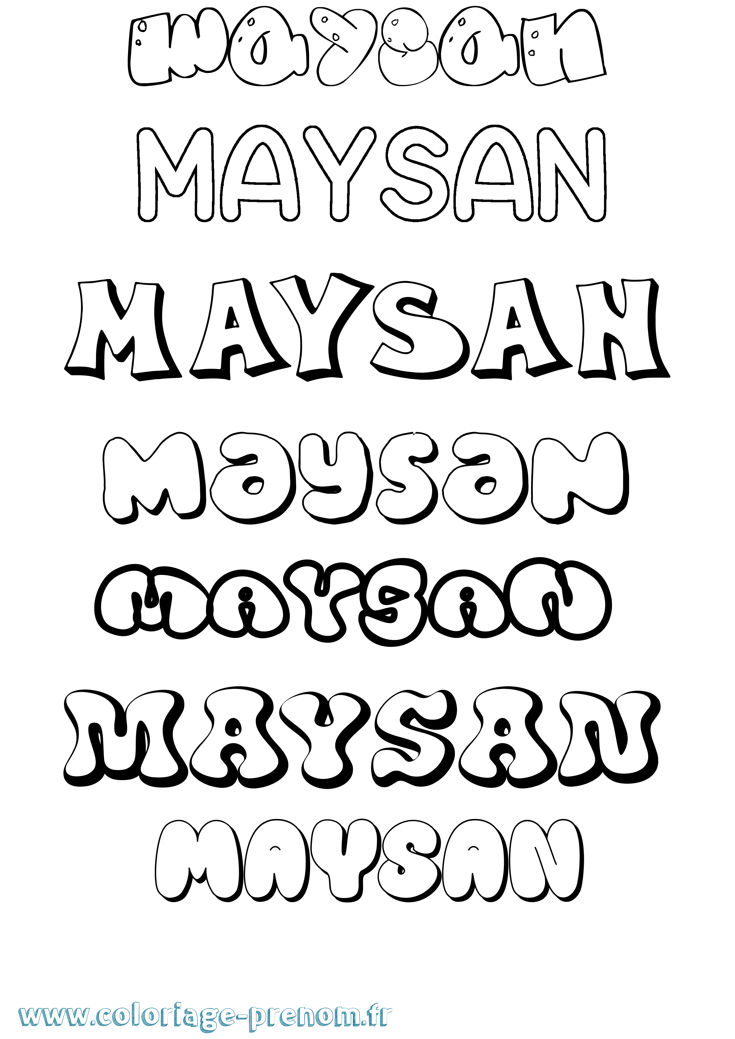 Coloriage Maysan Bubble Coloriage prénom Maysan Bubble