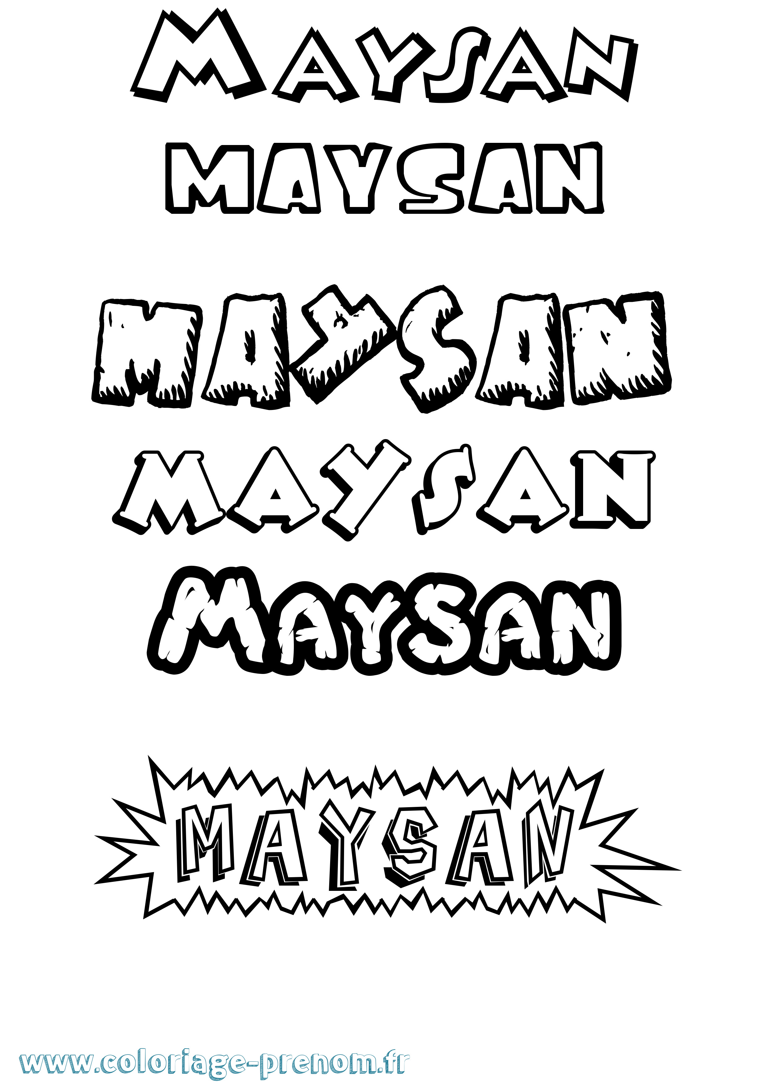 Coloriage Maysan Dessin Animé Coloriage prénom Maysan Dessin Animé