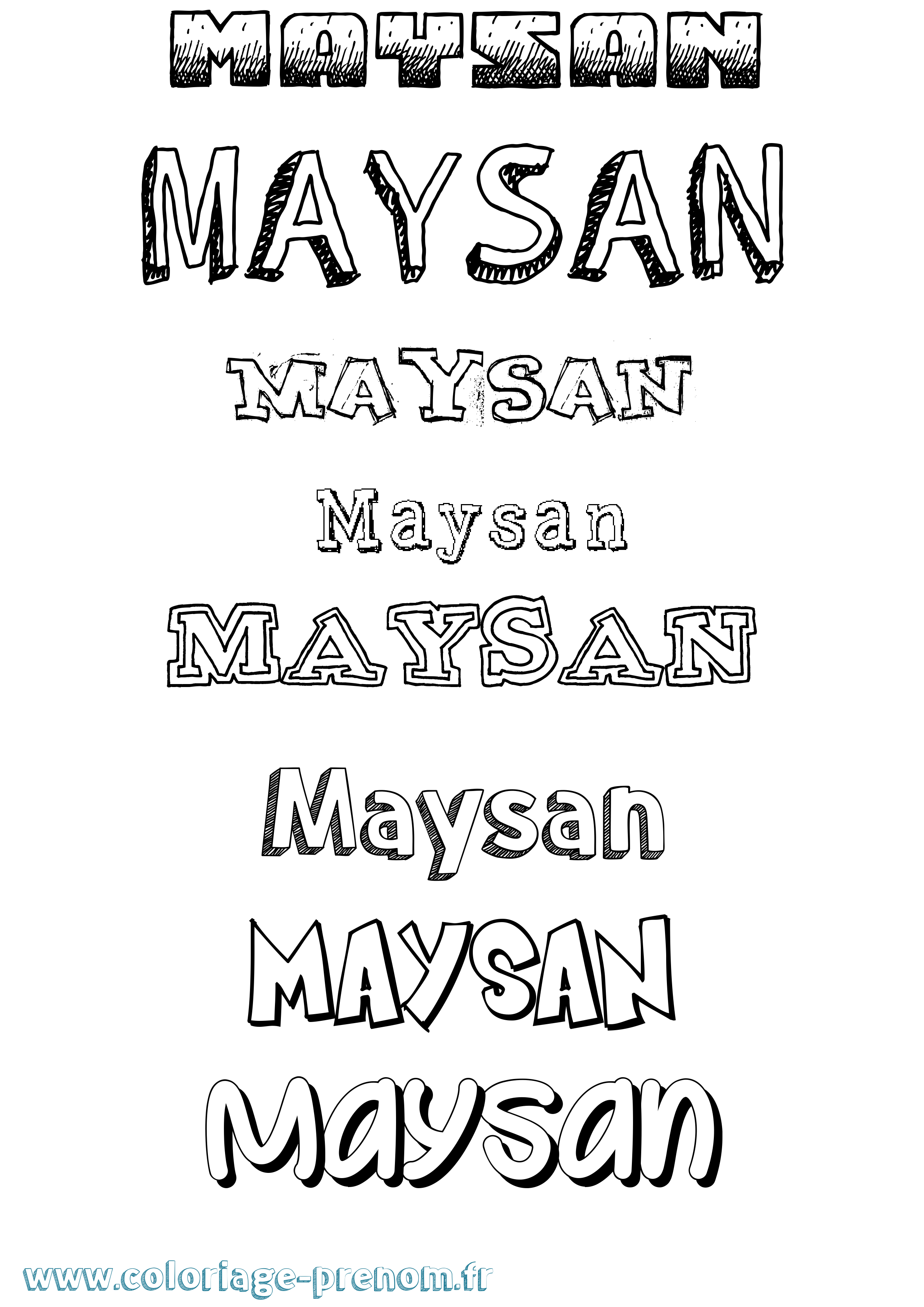 Coloriage Maysan Dessiné Coloriage prénom Maysan Dessiné
