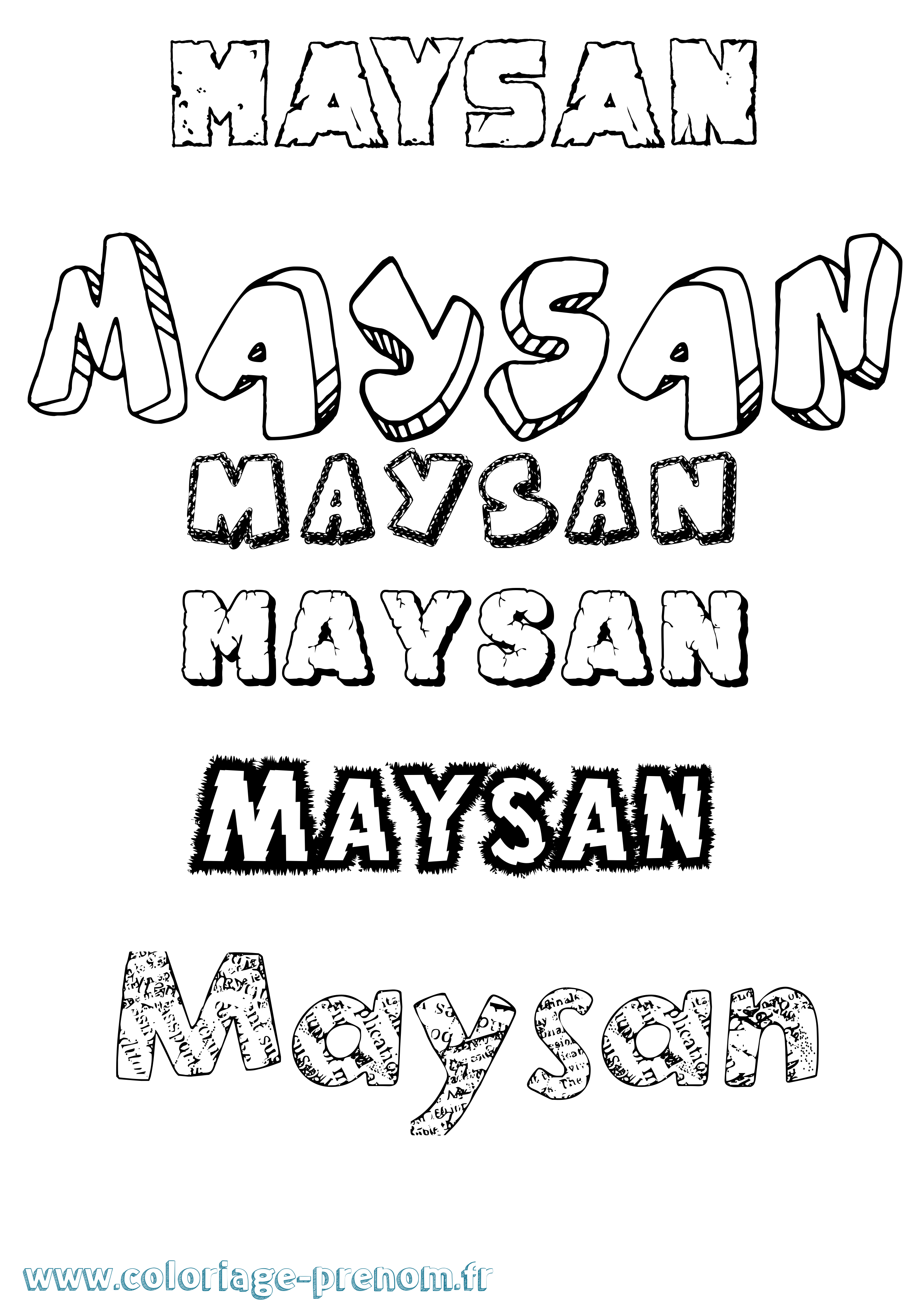 Coloriage Maysan Destructuré Coloriage prénom Maysan Destructuré