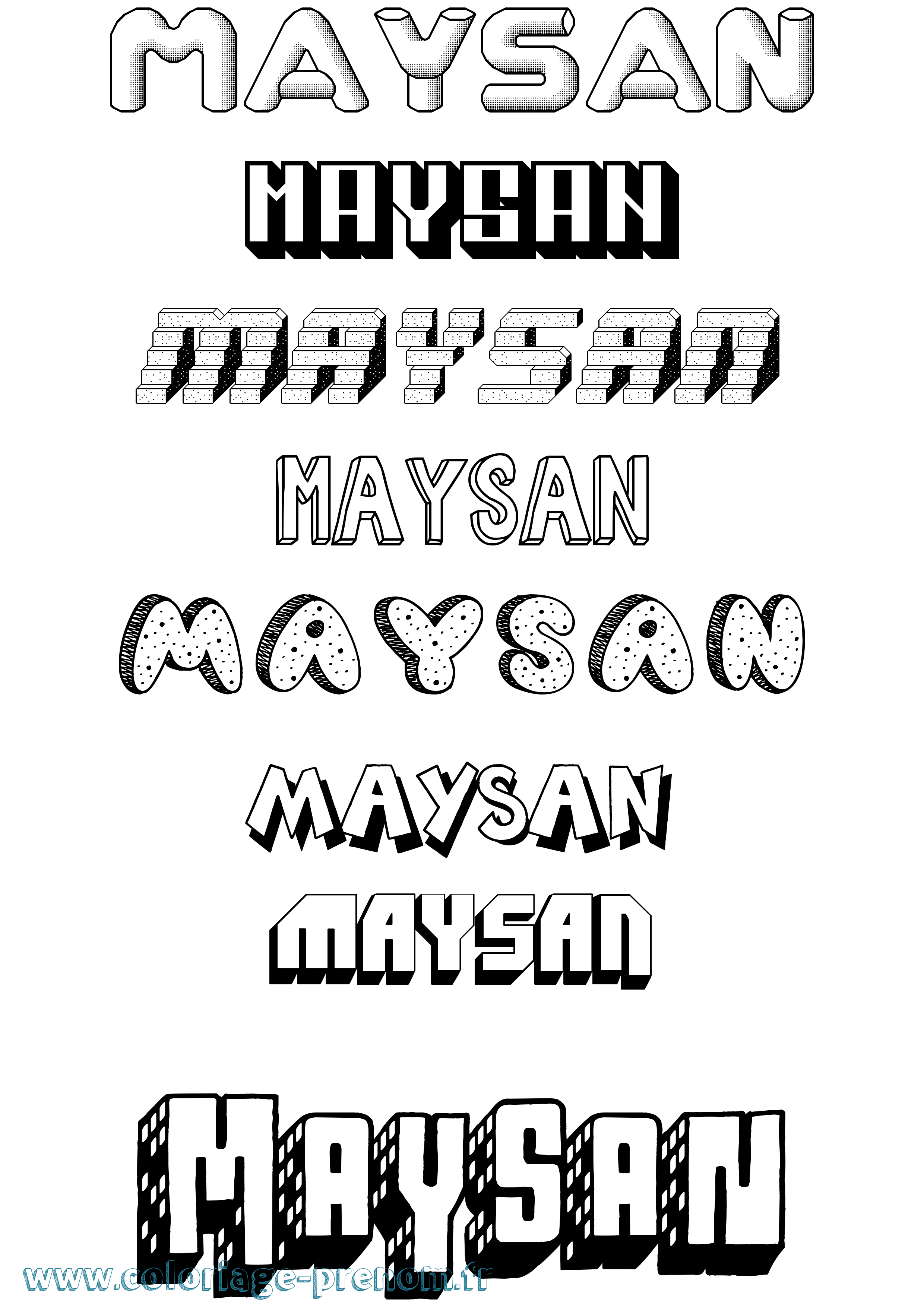 Coloriage Maysan Effet 3D Coloriage prénom Maysan Effet 3D