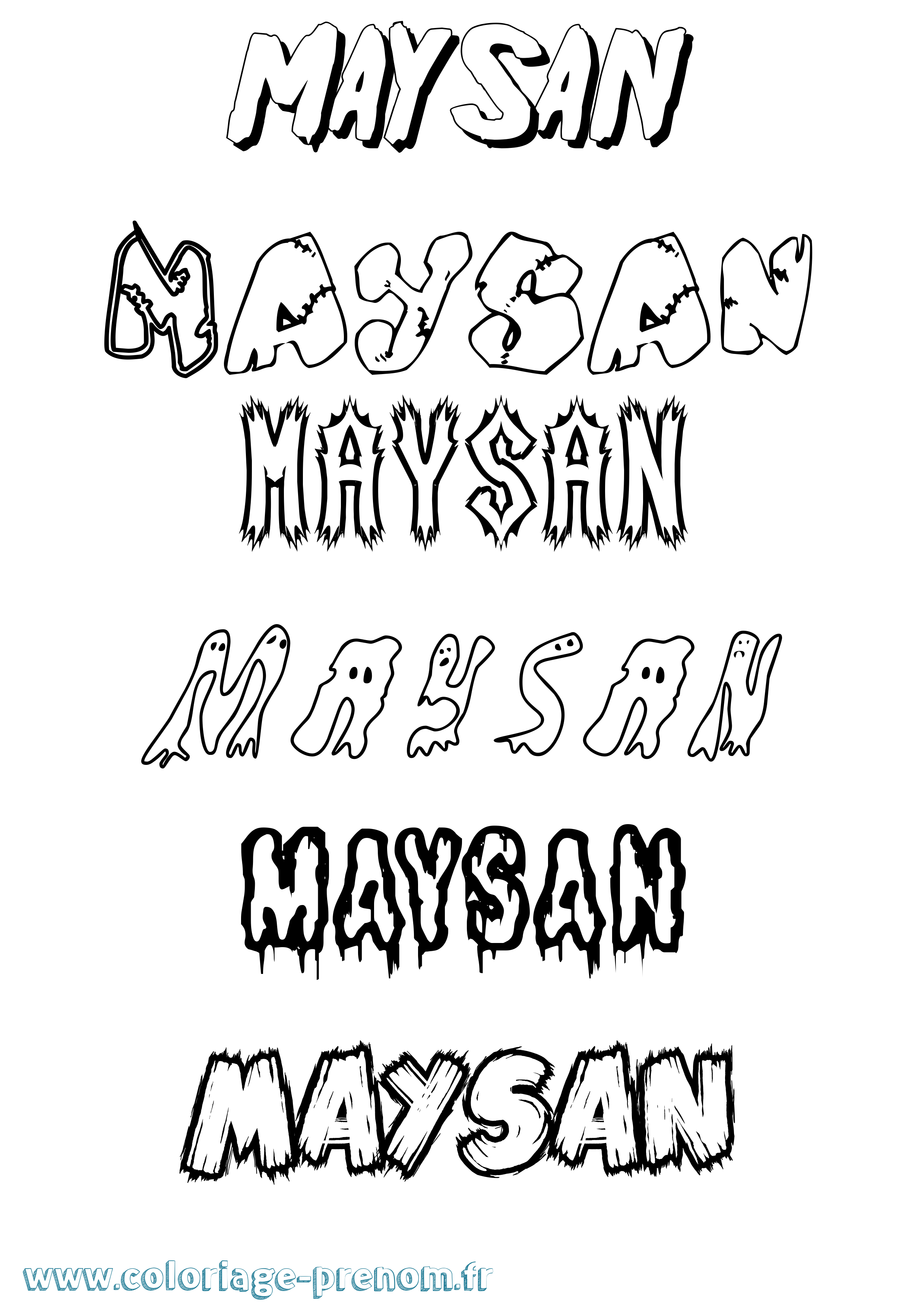Coloriage Maysan Frisson Coloriage prénom Maysan Frisson