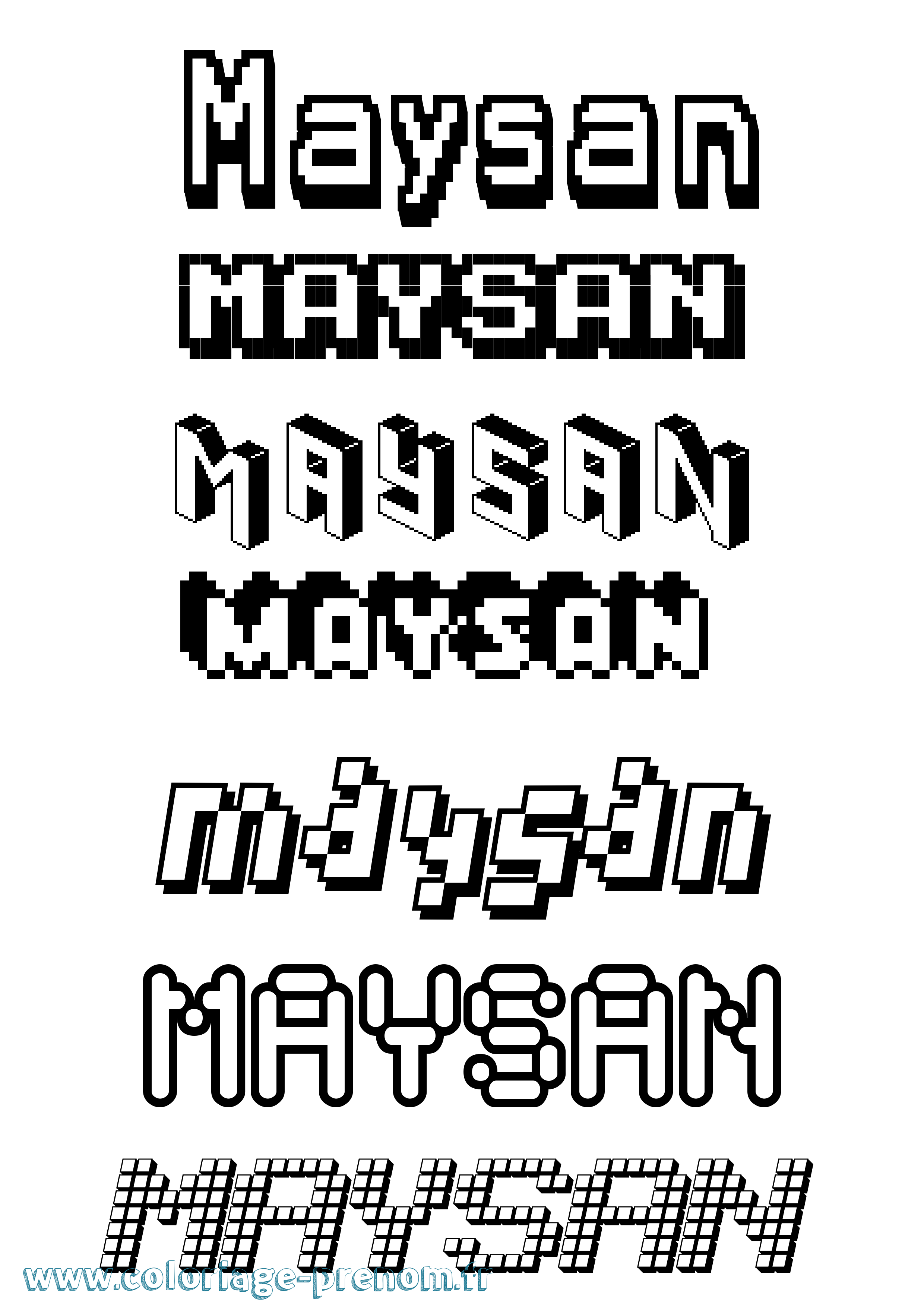 Coloriage Maysan Pixel Coloriage prénom Maysan Pixel