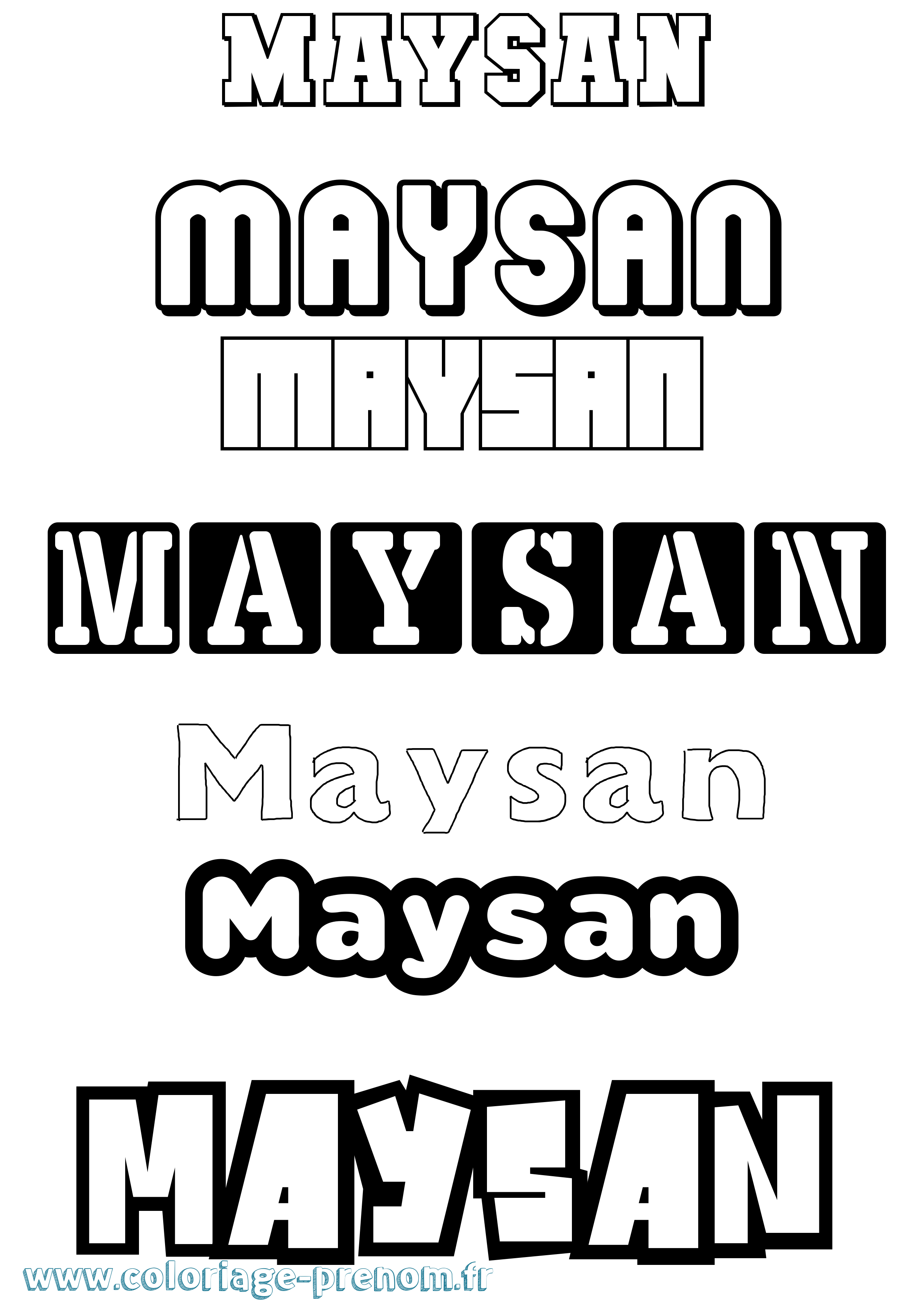 Coloriage Maysan Simple Coloriage prénom Maysan Simple