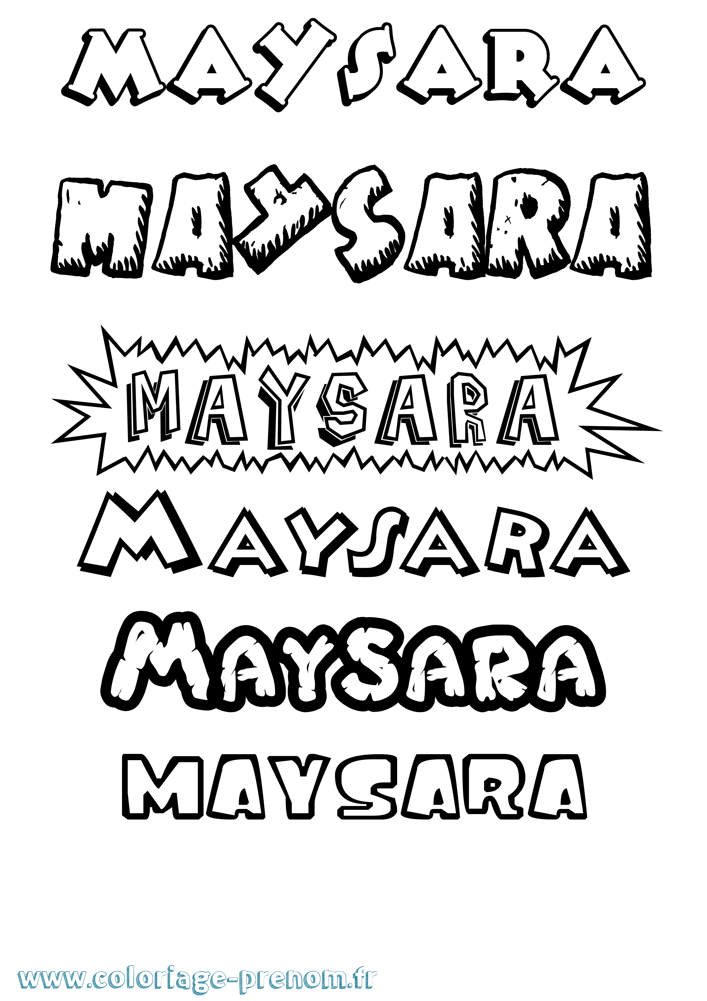 Coloriage Maysara Dessin Animé Coloriage prénom Maysara Dessin Animé