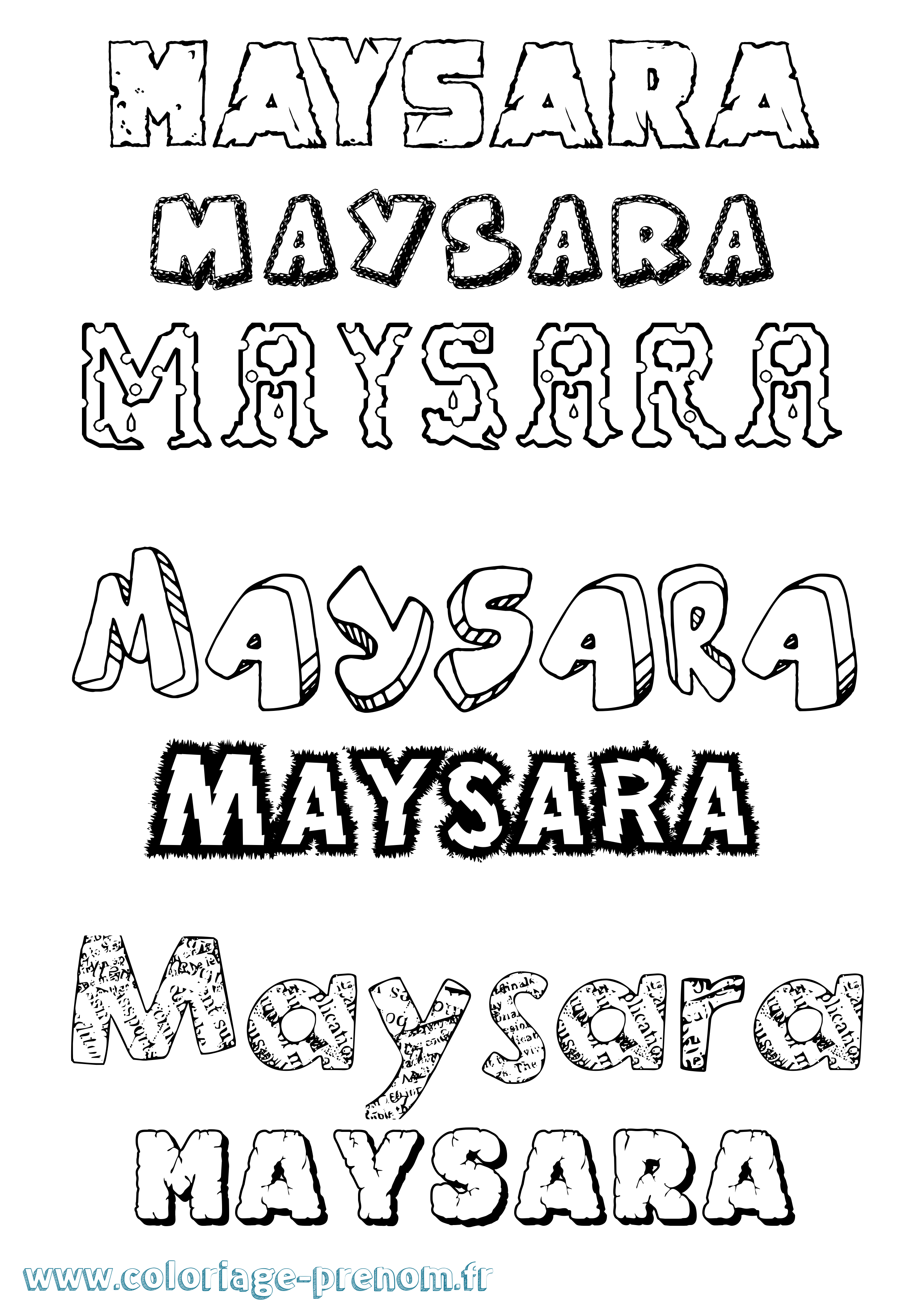 Coloriage Maysara Destructuré Coloriage prénom Maysara Destructuré