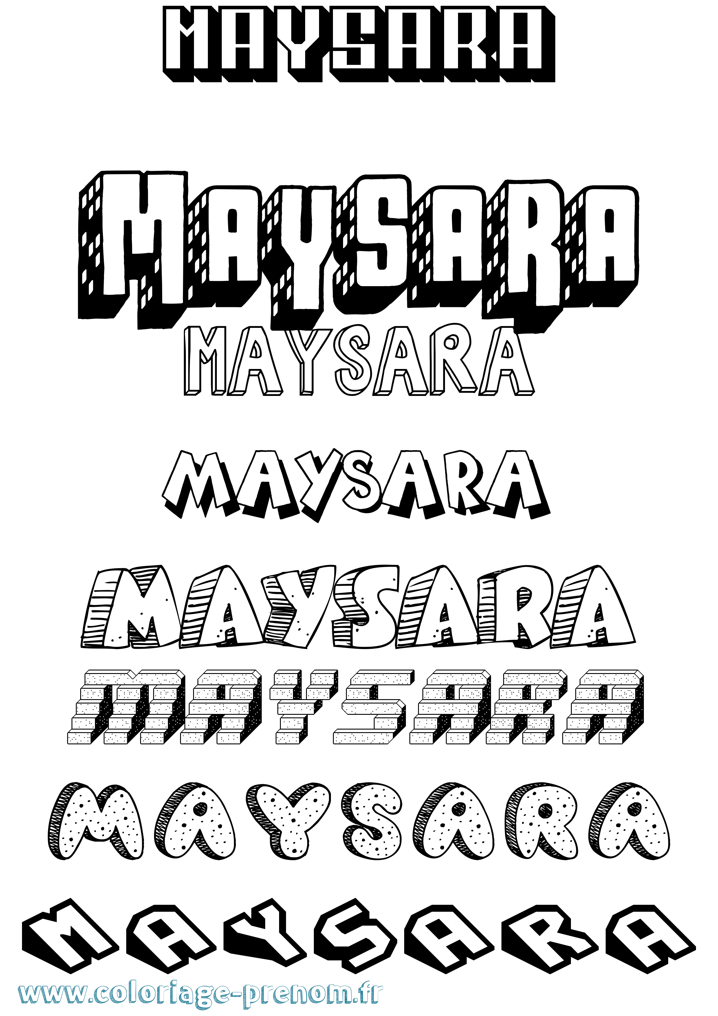 Coloriage Maysara Effet 3D Coloriage prénom Maysara Effet 3D