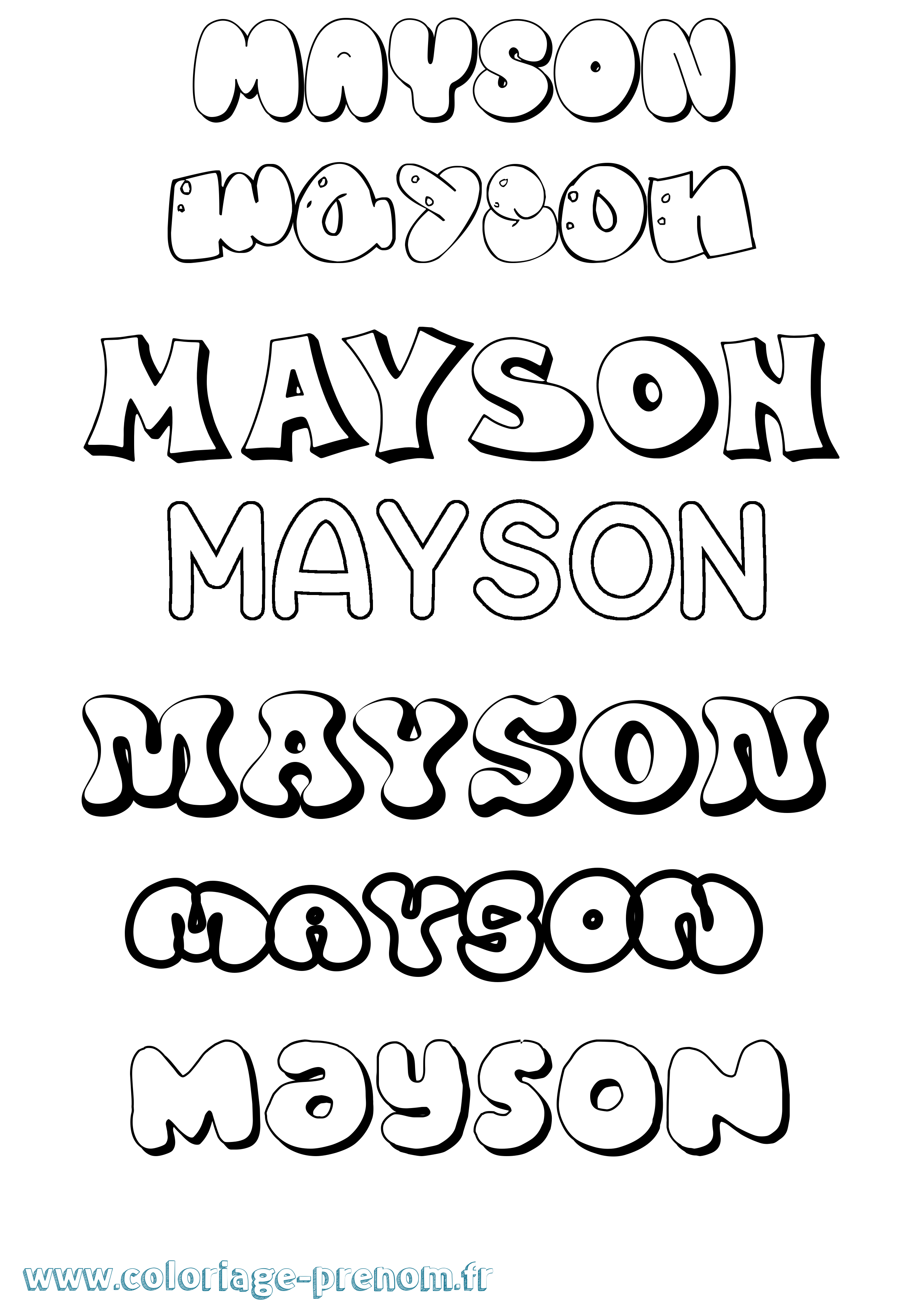 Coloriage Mayson Bubble Coloriage prénom Mayson Bubble