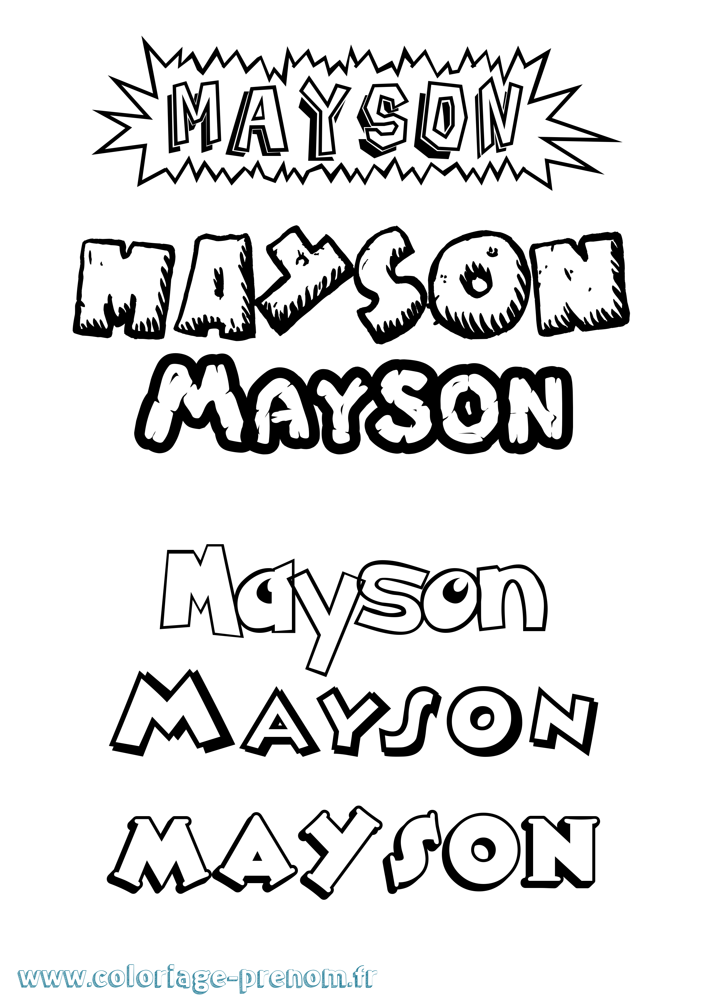 Coloriage Mayson Dessin Animé Coloriage prénom Mayson Dessin Animé
