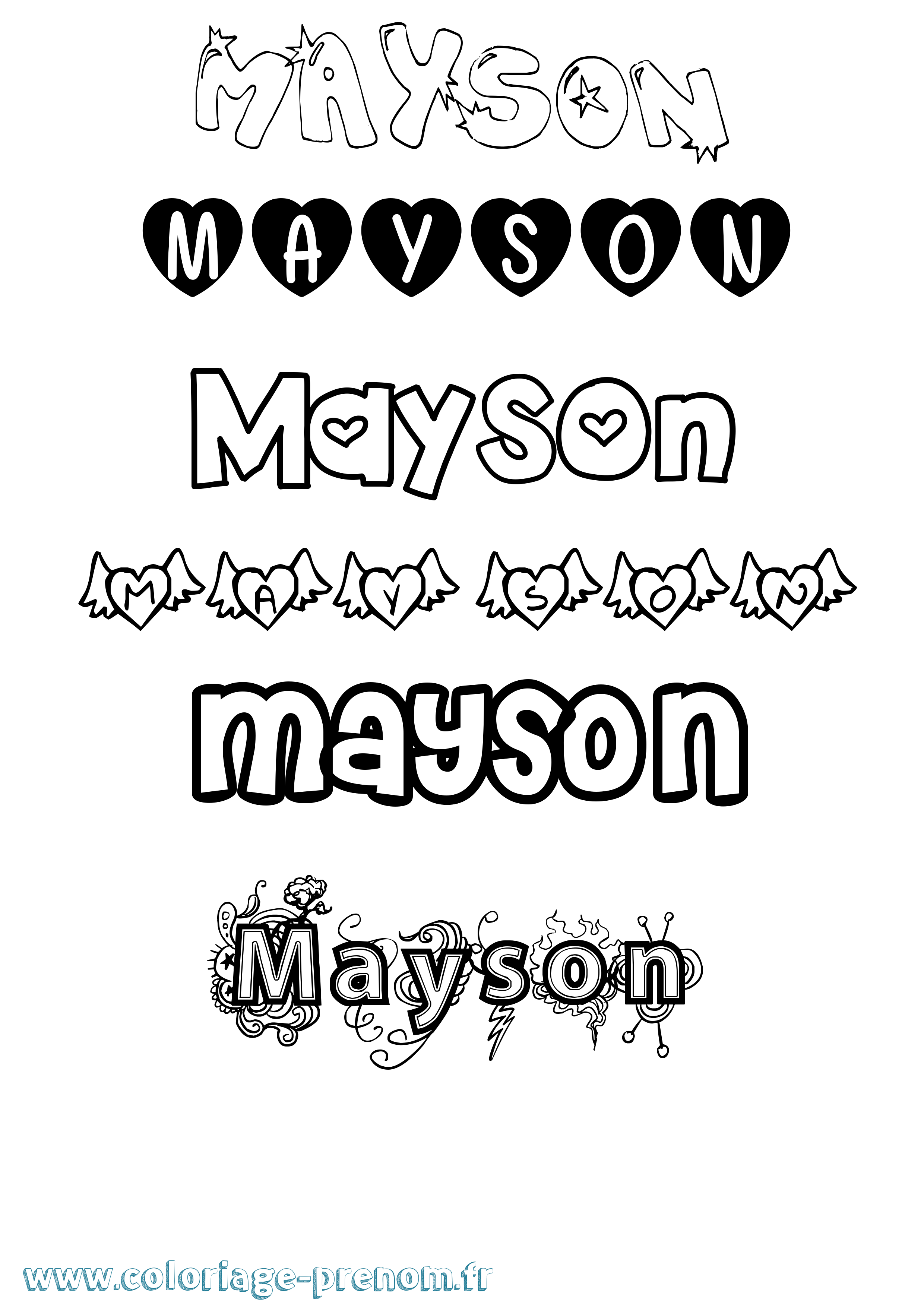 Coloriage Mayson Girly Coloriage prénom Mayson Girly