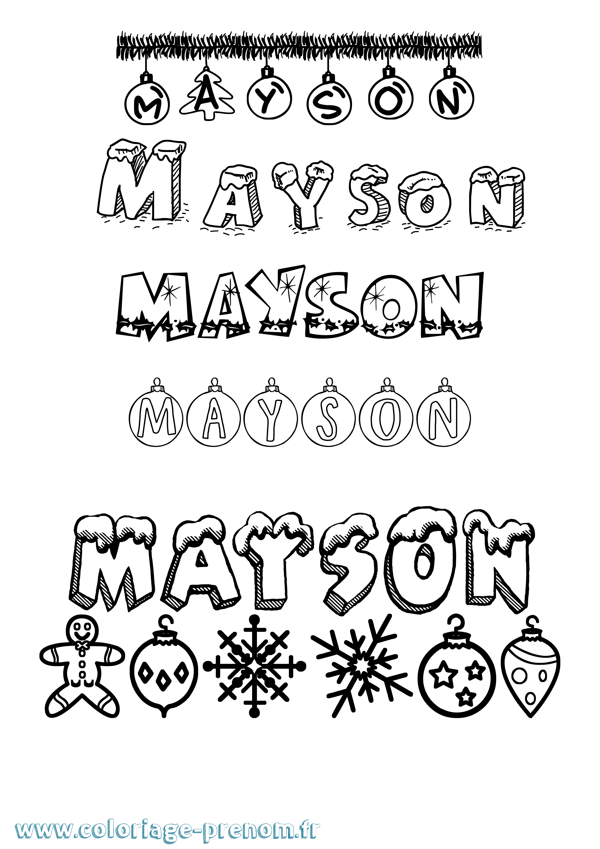 Coloriage Mayson Noël Coloriage prénom Mayson Noël