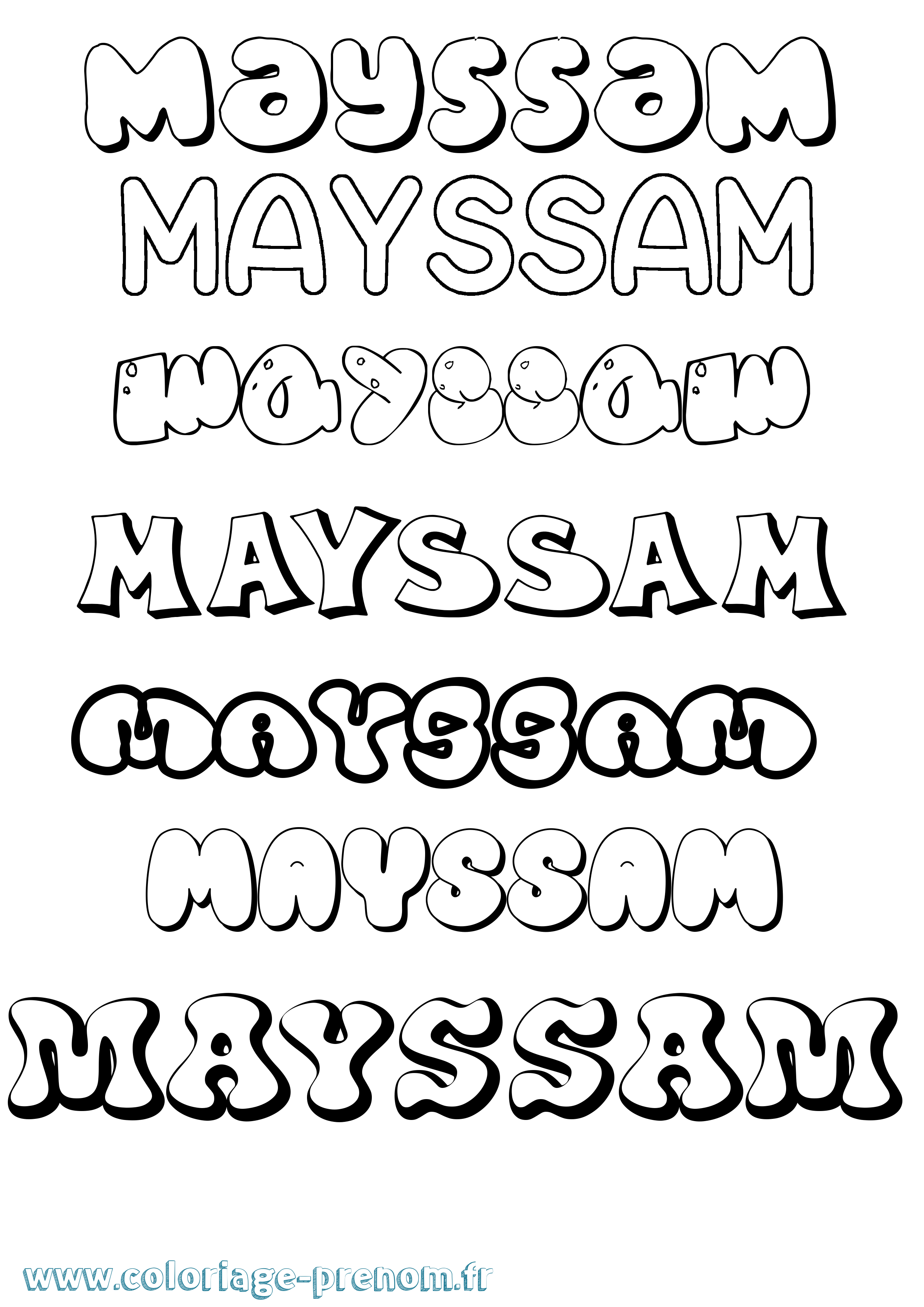 Coloriage Mayssam Bubble Coloriage prénom Mayssam Bubble