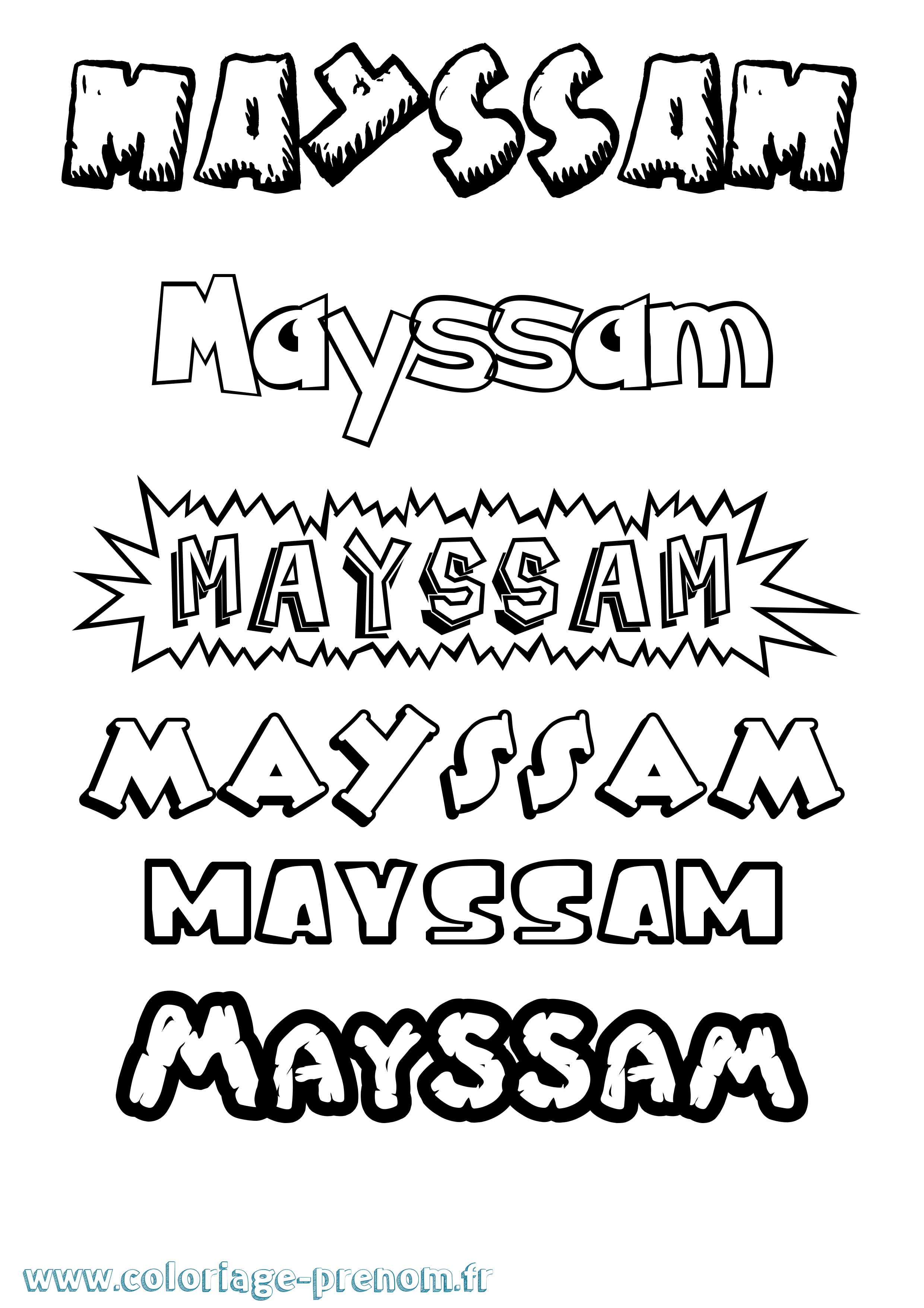 Coloriage Mayssam Dessin Animé Coloriage prénom Mayssam Dessin Animé