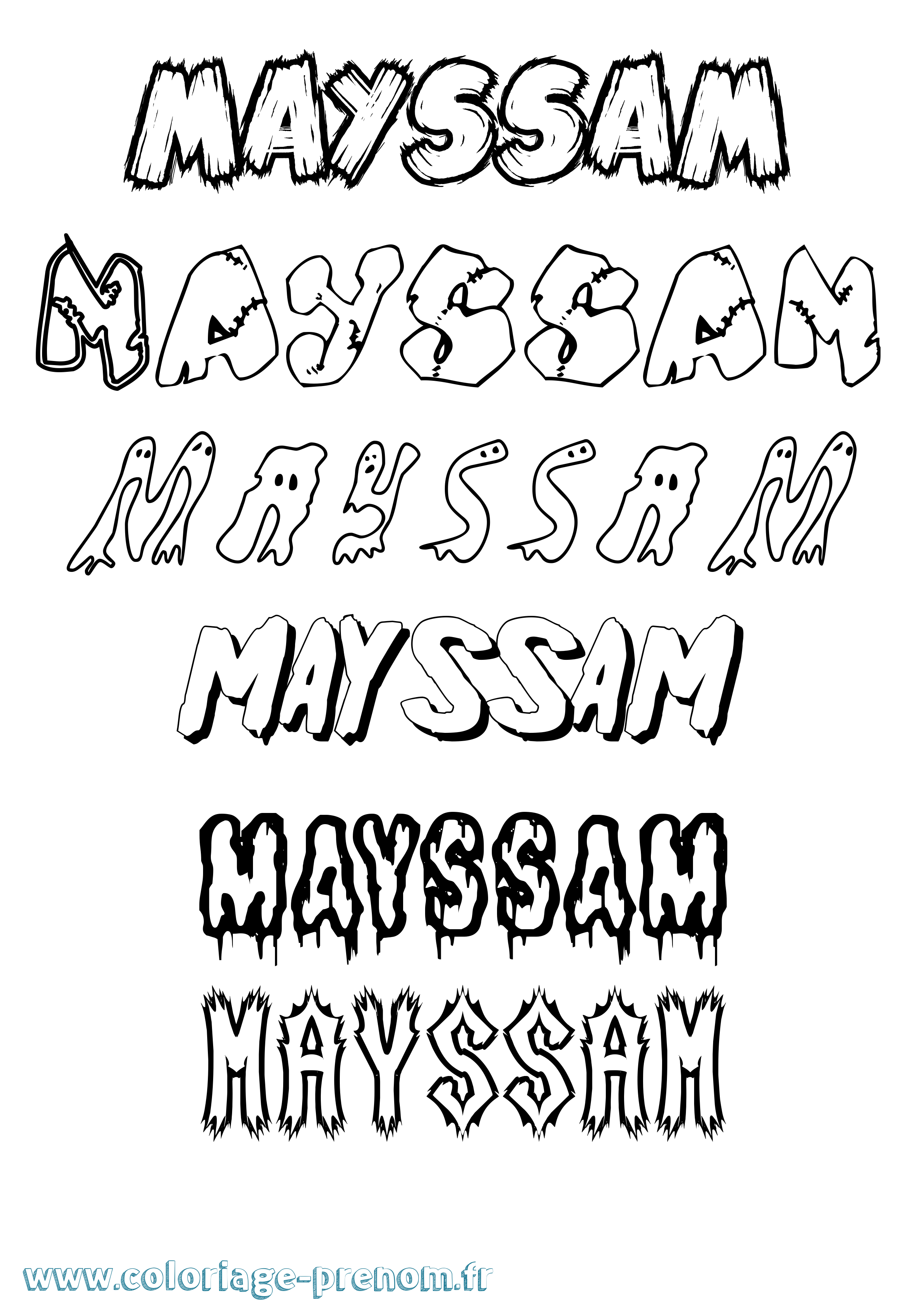 Coloriage Mayssam Frisson Coloriage prénom Mayssam Frisson