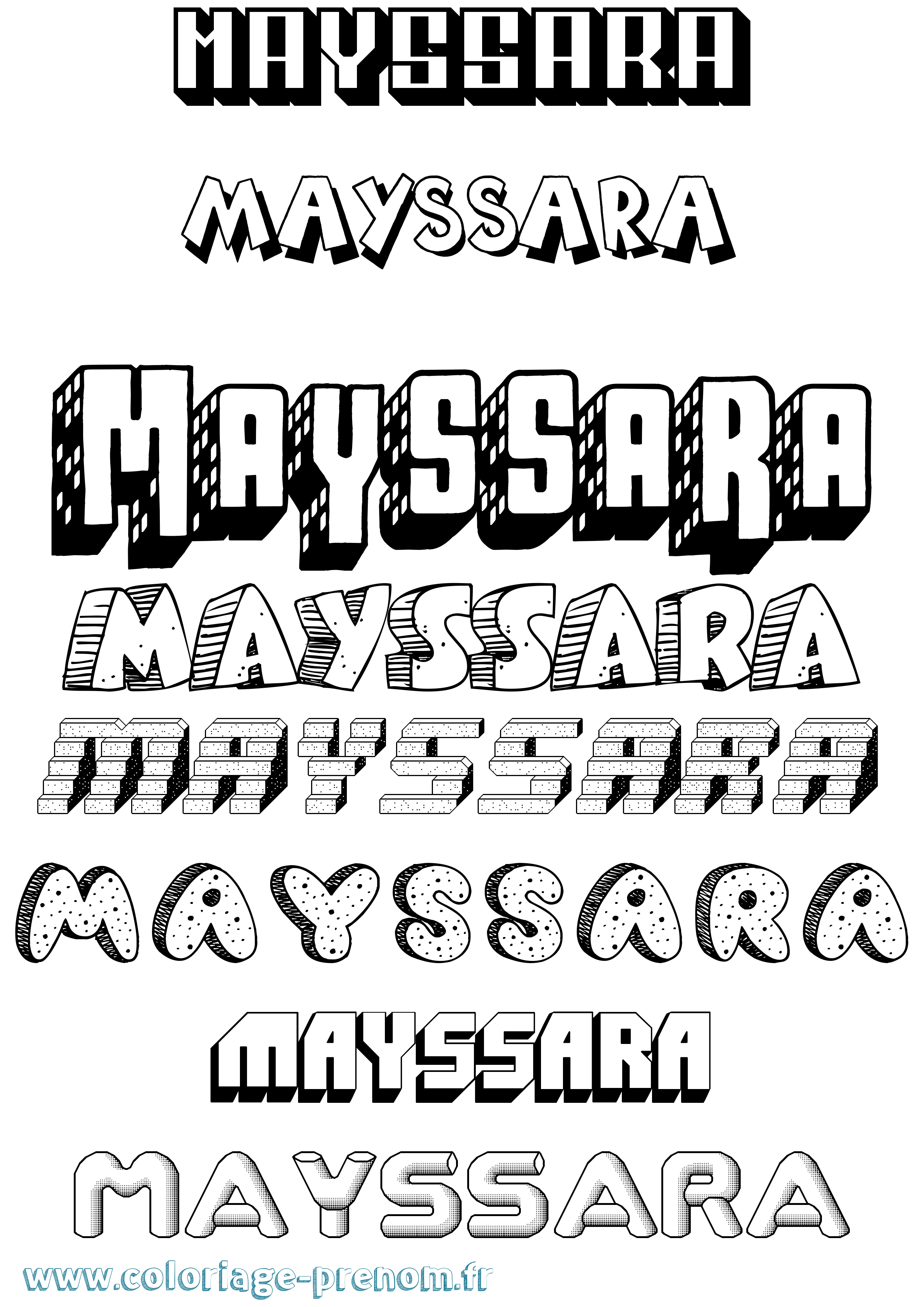 Coloriage Mayssara Effet 3D Coloriage prénom Mayssara Effet 3D