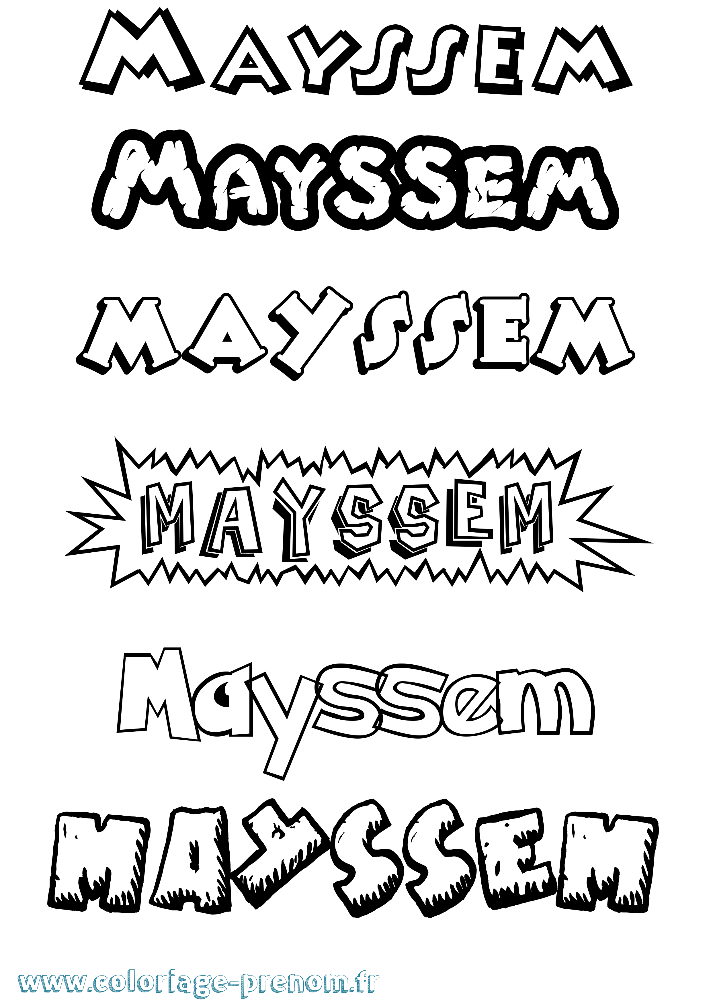 Coloriage Mayssem Dessin Animé Coloriage prénom Mayssem Dessin Animé