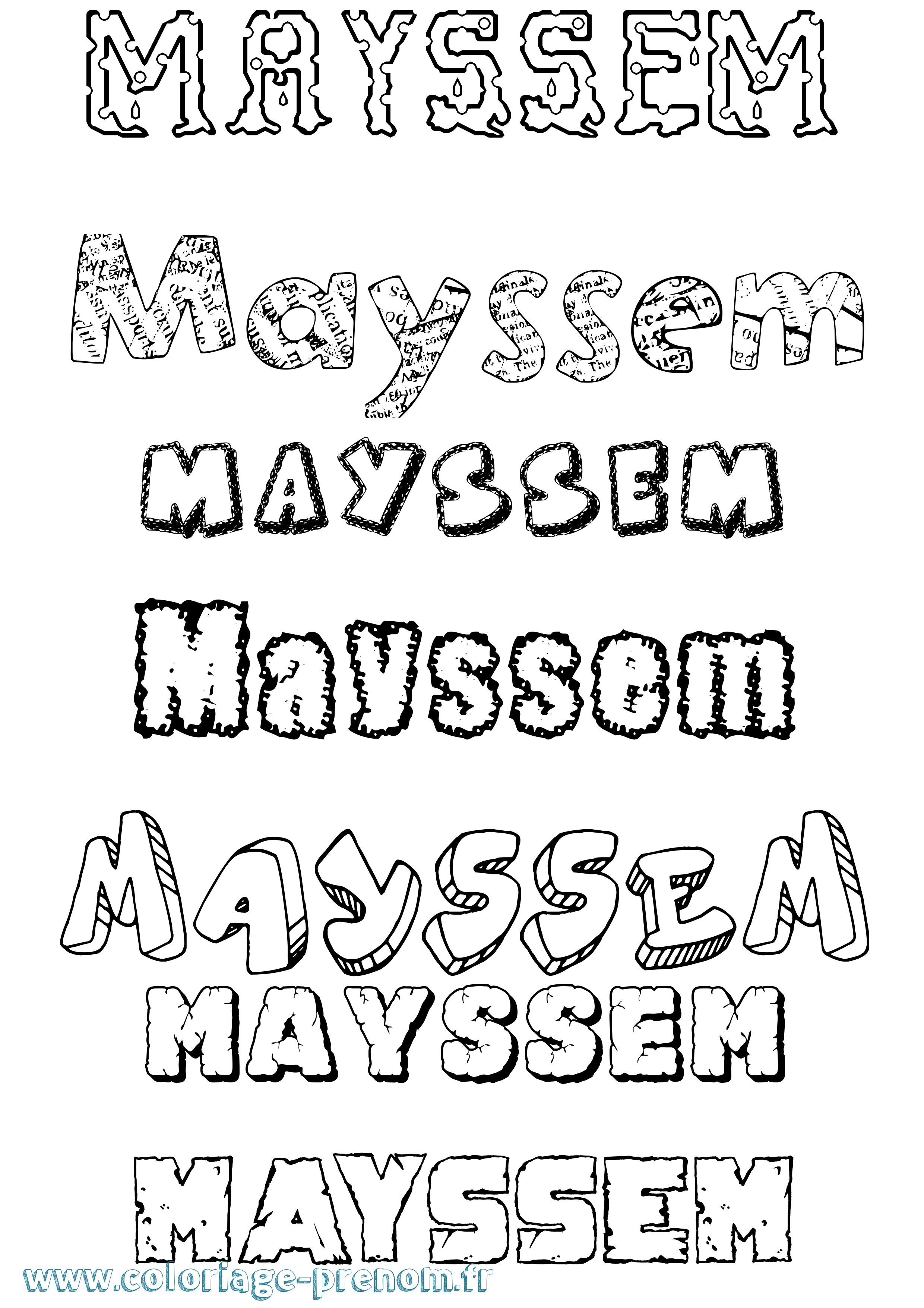 Coloriage Mayssem Destructuré Coloriage prénom Mayssem Destructuré
