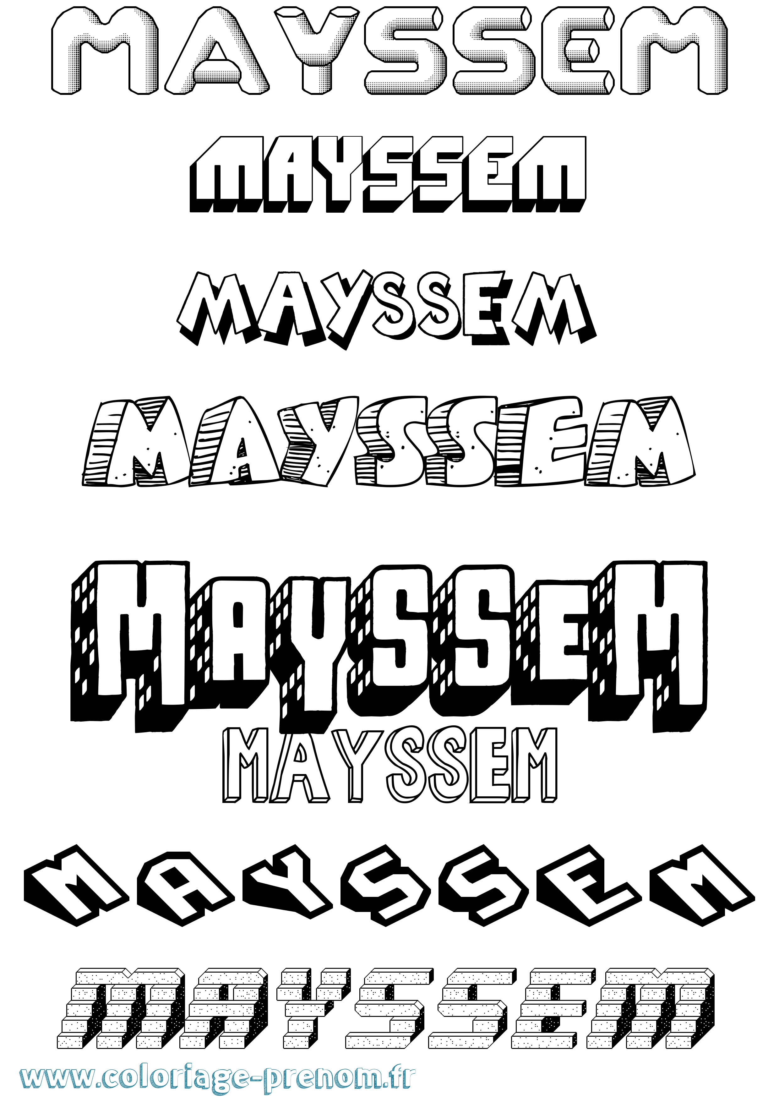 Coloriage Mayssem Effet 3D Coloriage prénom Mayssem Effet 3D
