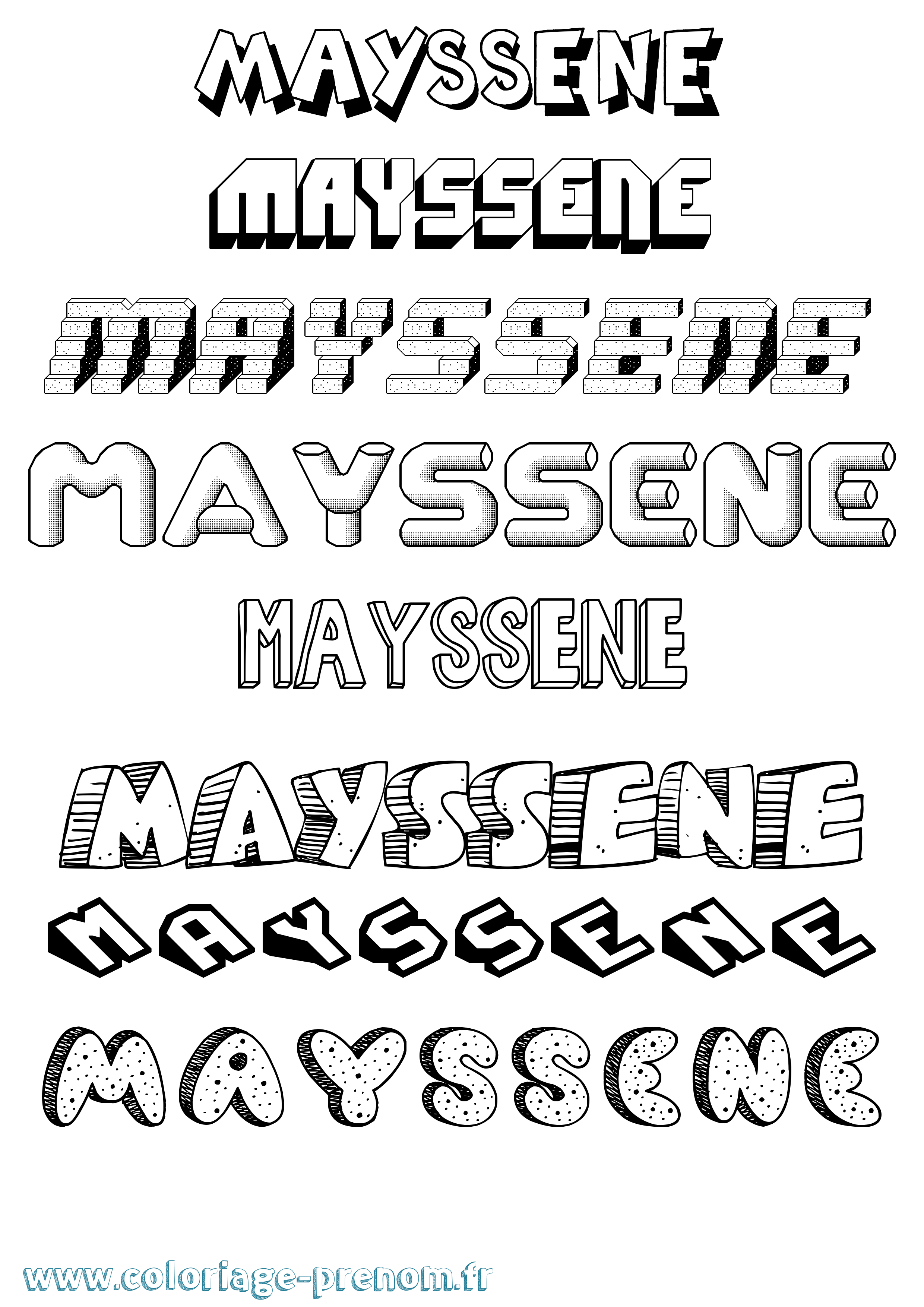 Coloriage Mayssene Effet 3D Coloriage prénom Mayssene Effet 3D