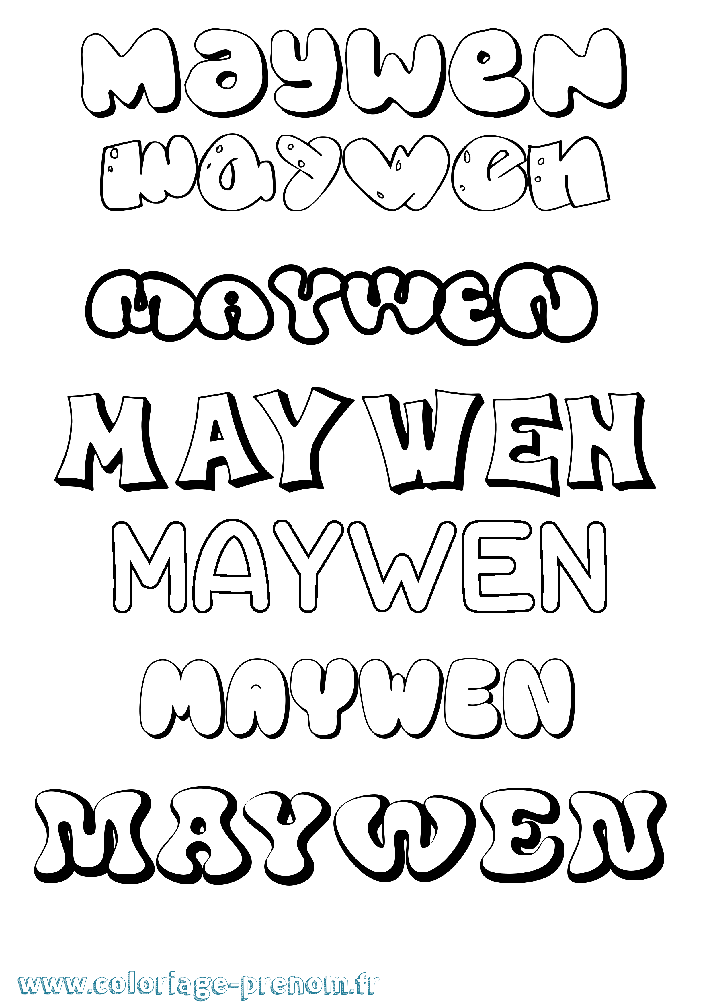 Coloriage Maywen Bubble Coloriage prénom Maywen Bubble