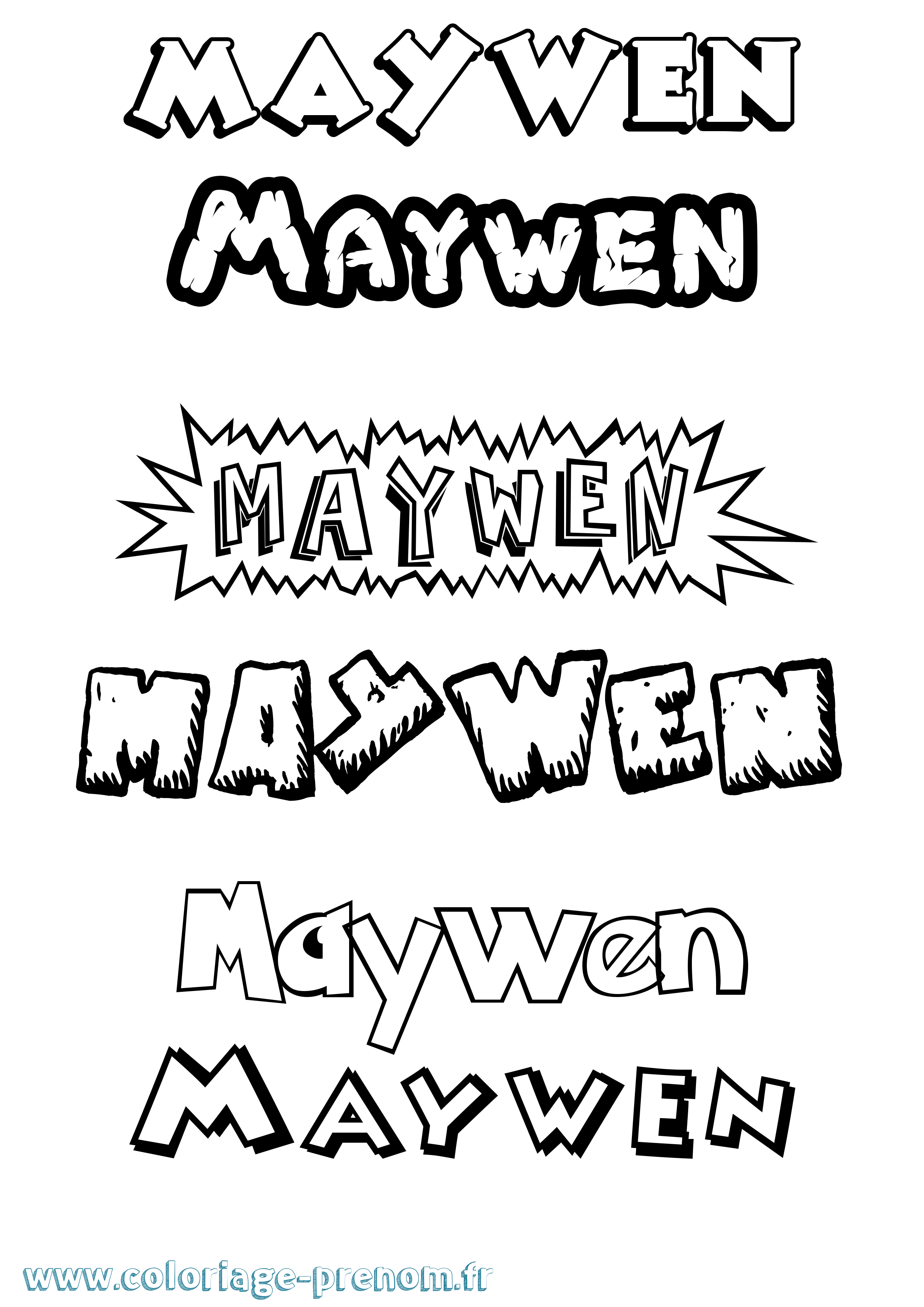 Coloriage Maywen Dessin Animé Coloriage prénom Maywen Dessin Animé