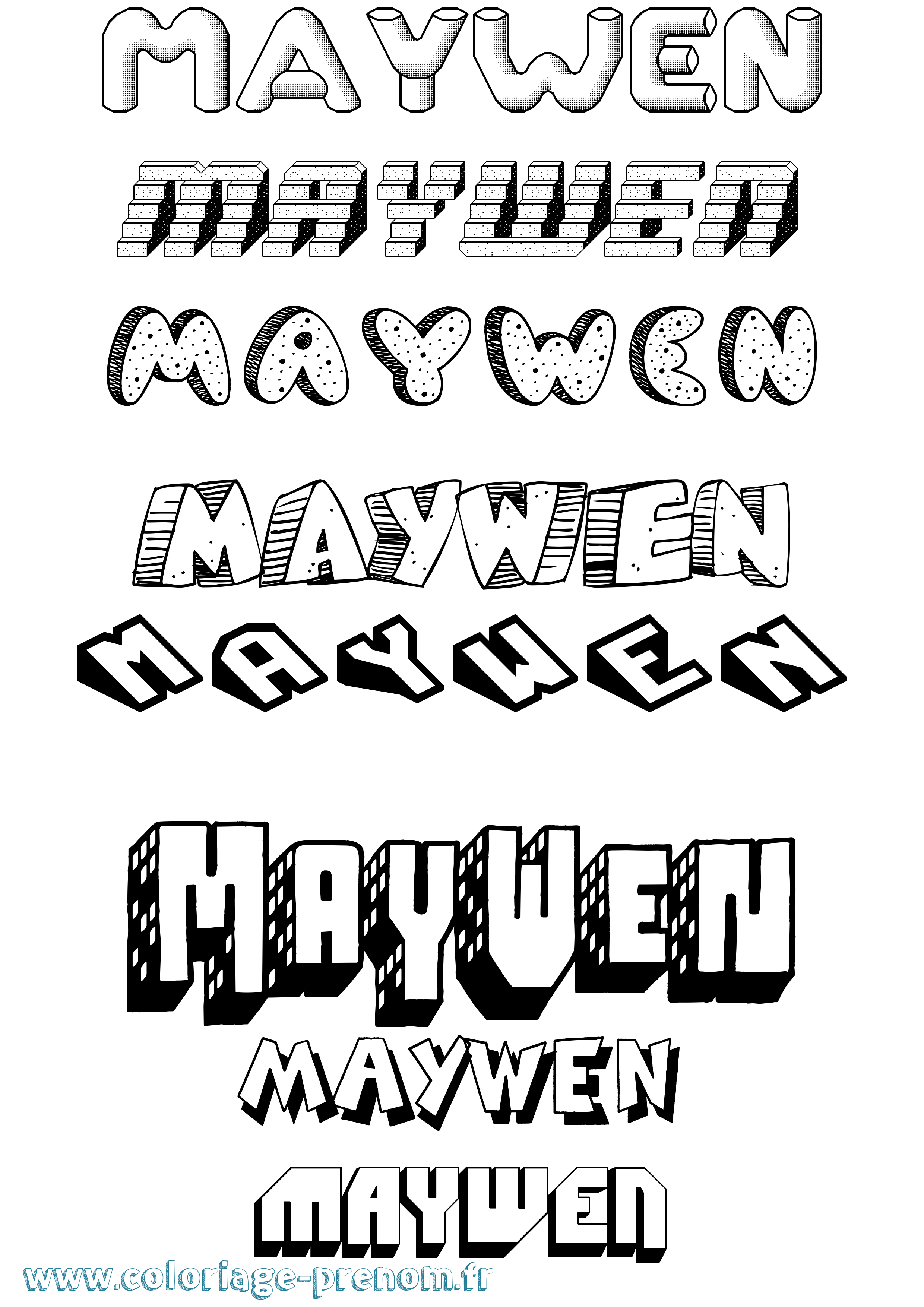 Coloriage Maywen Effet 3D Coloriage prénom Maywen Effet 3D