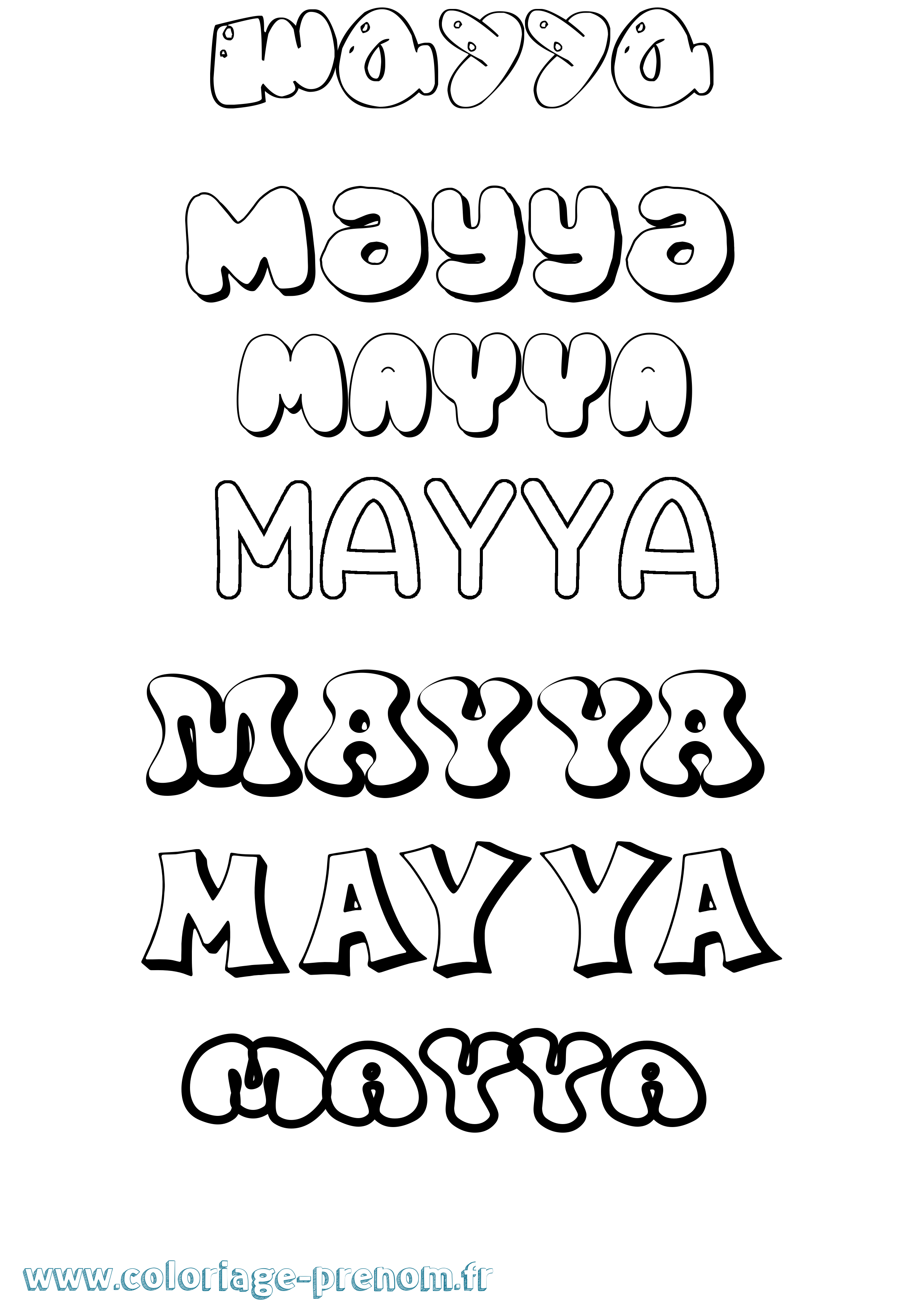 Coloriage Mayya Bubble Coloriage prénom Mayya Bubble