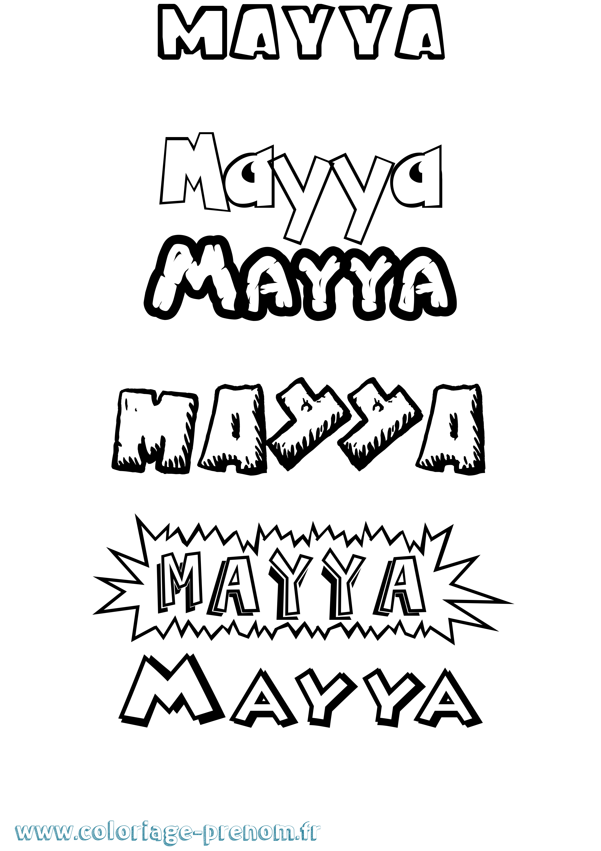 Coloriage Mayya Dessin Animé Coloriage prénom Mayya Dessin Animé