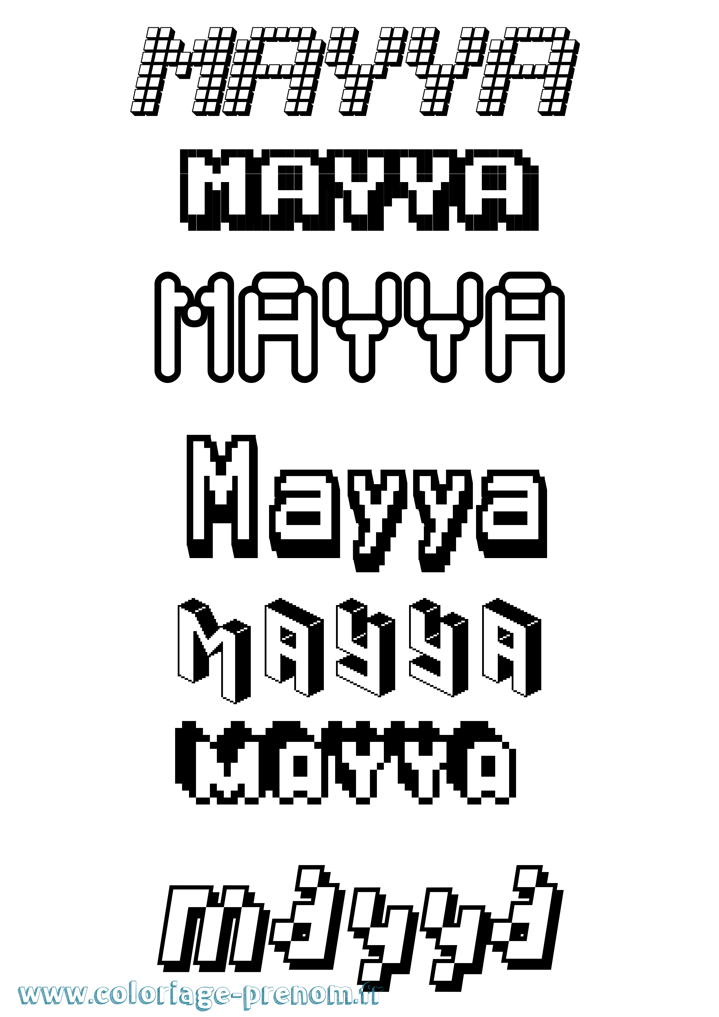 Coloriage Mayya Pixel Coloriage prénom Mayya Pixel