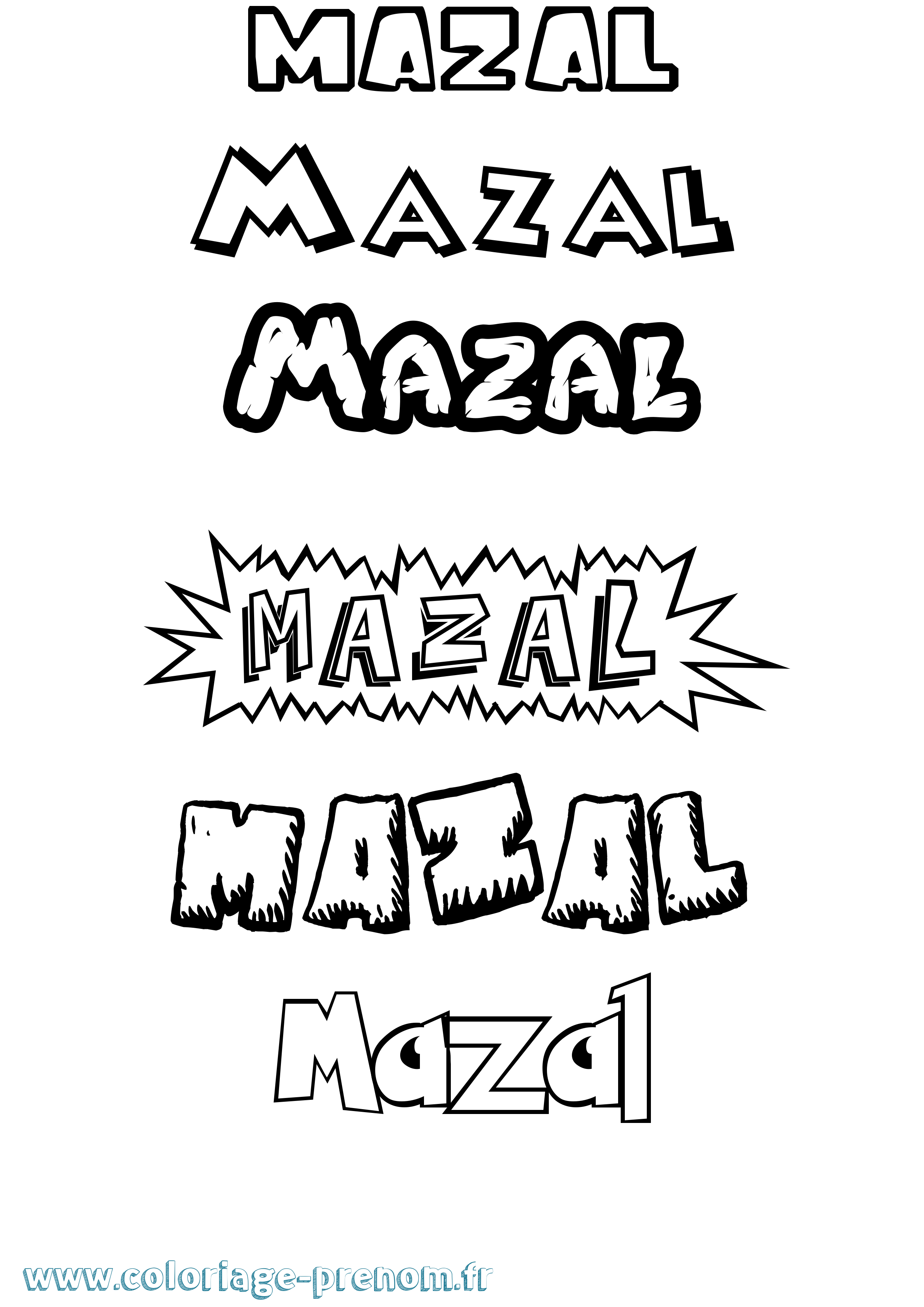 Coloriage Mazal Dessin Animé Coloriage prénom Mazal Dessin Animé