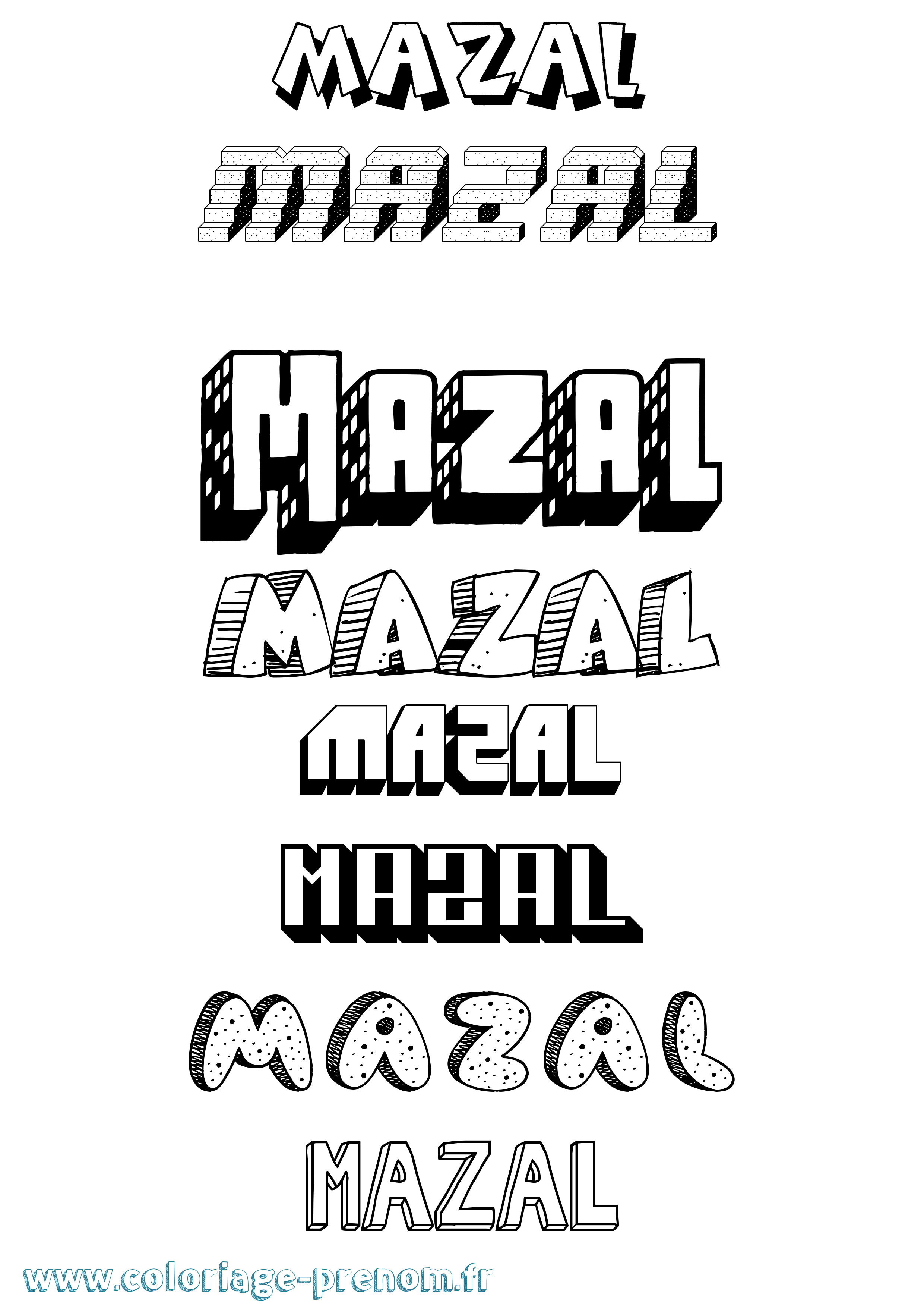 Coloriage Mazal Effet 3D Coloriage prénom Mazal Effet 3D