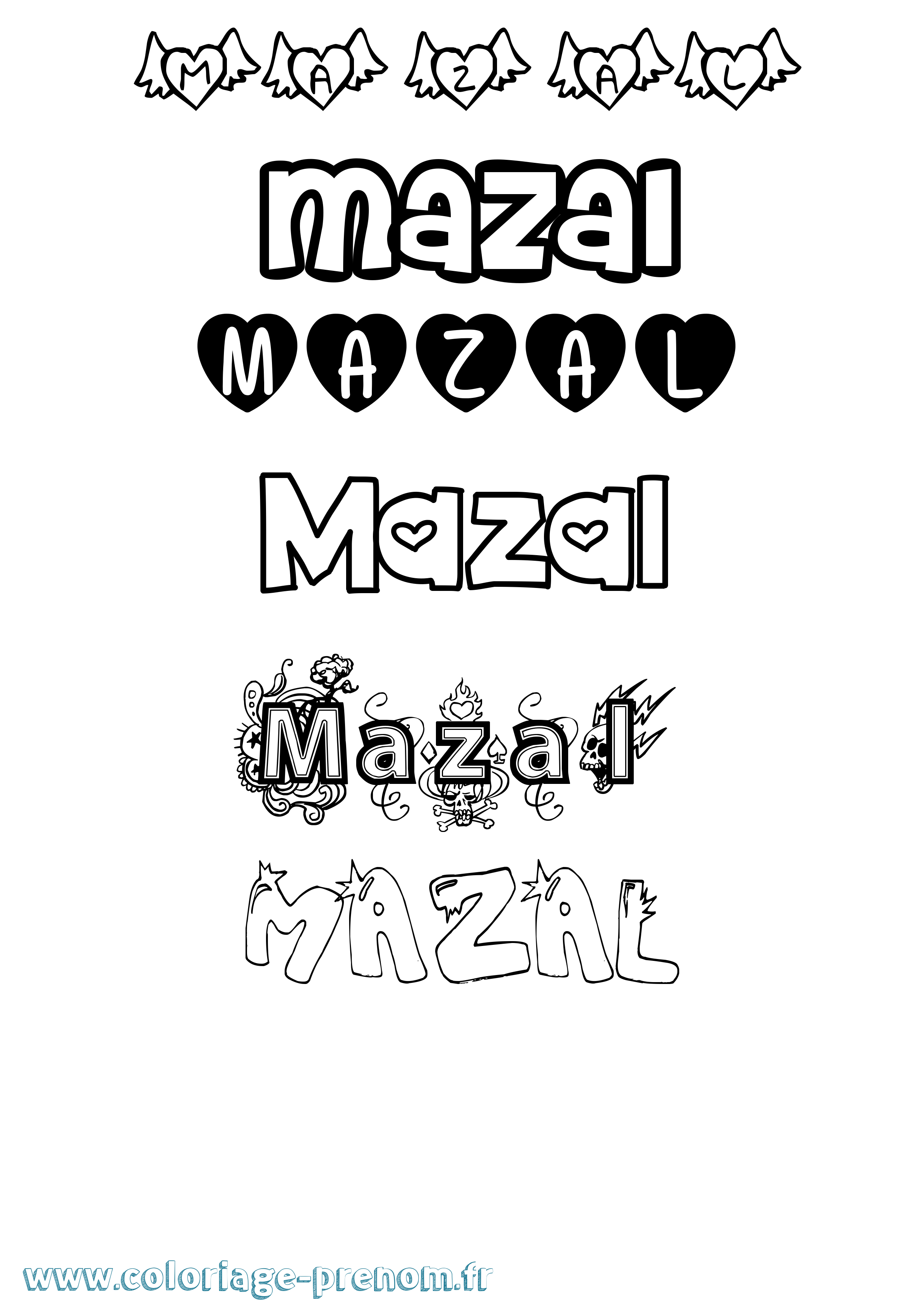 Coloriage Mazal Girly Coloriage prénom Mazal Girly