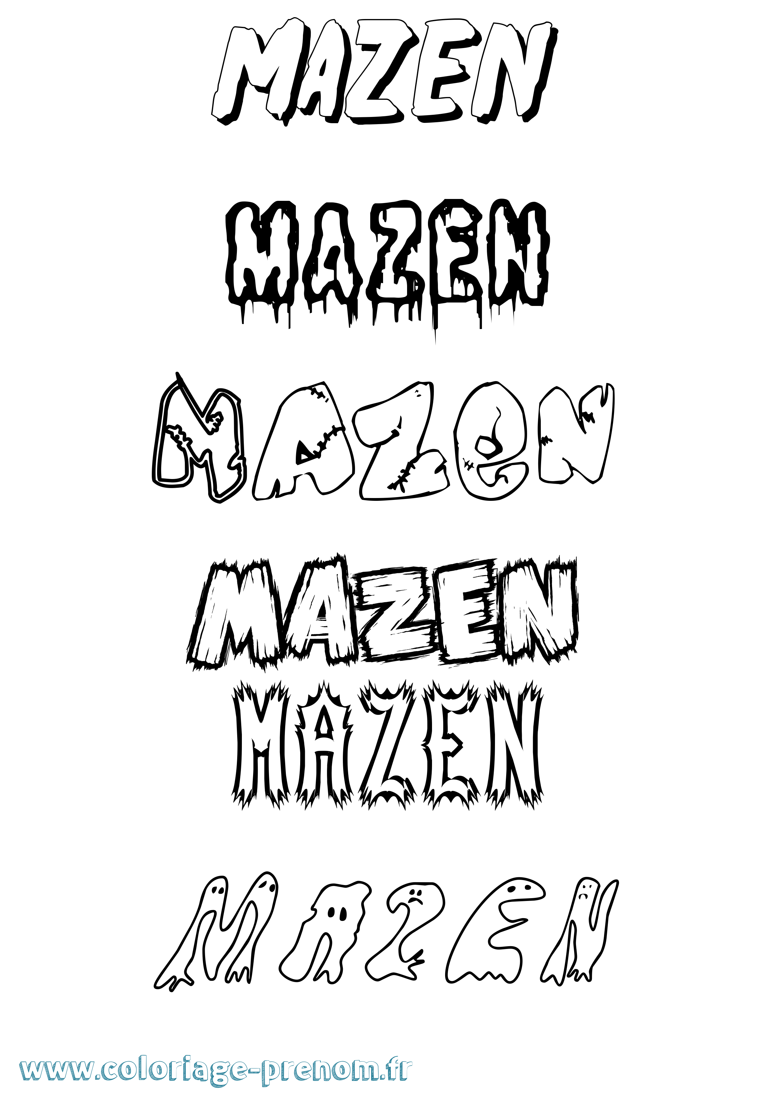Coloriage Mazen Frisson Coloriage prénom Mazen Frisson