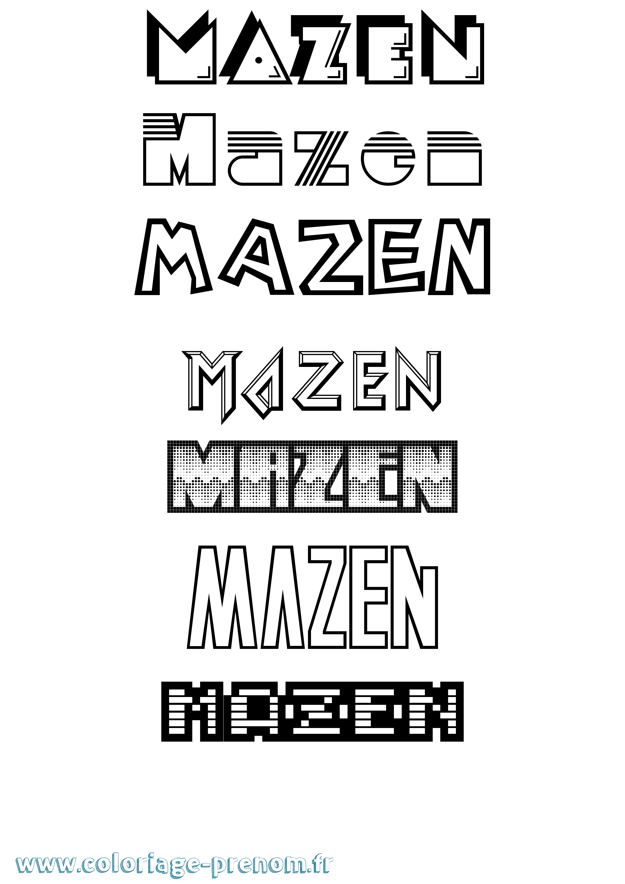 Coloriage Mazen Jeux Vidéos Coloriage prénom Mazen Jeux Vidéos