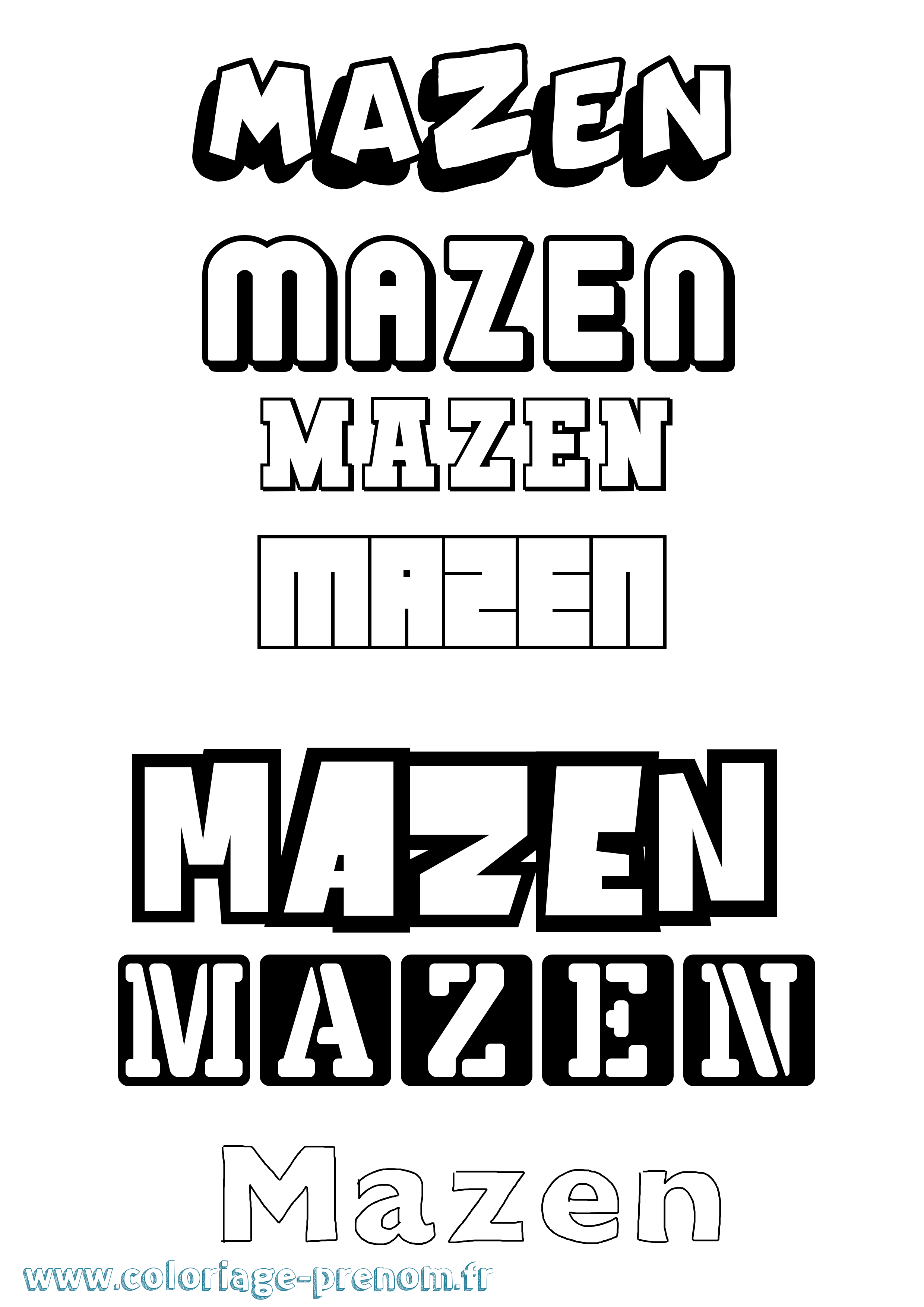 Coloriage Mazen Simple Coloriage prénom Mazen Simple