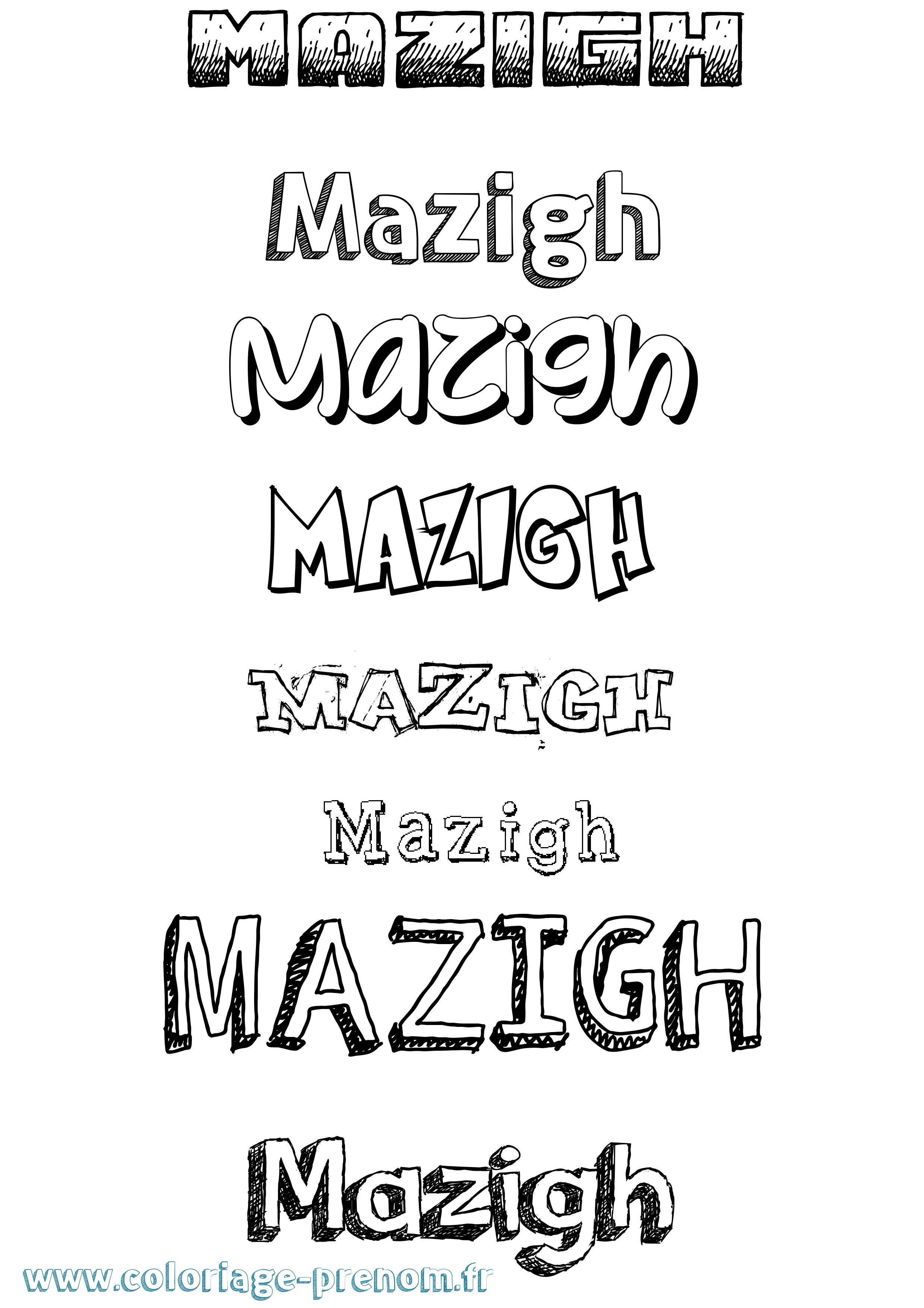 Coloriage Mazigh Dessiné Coloriage prénom Mazigh Dessiné