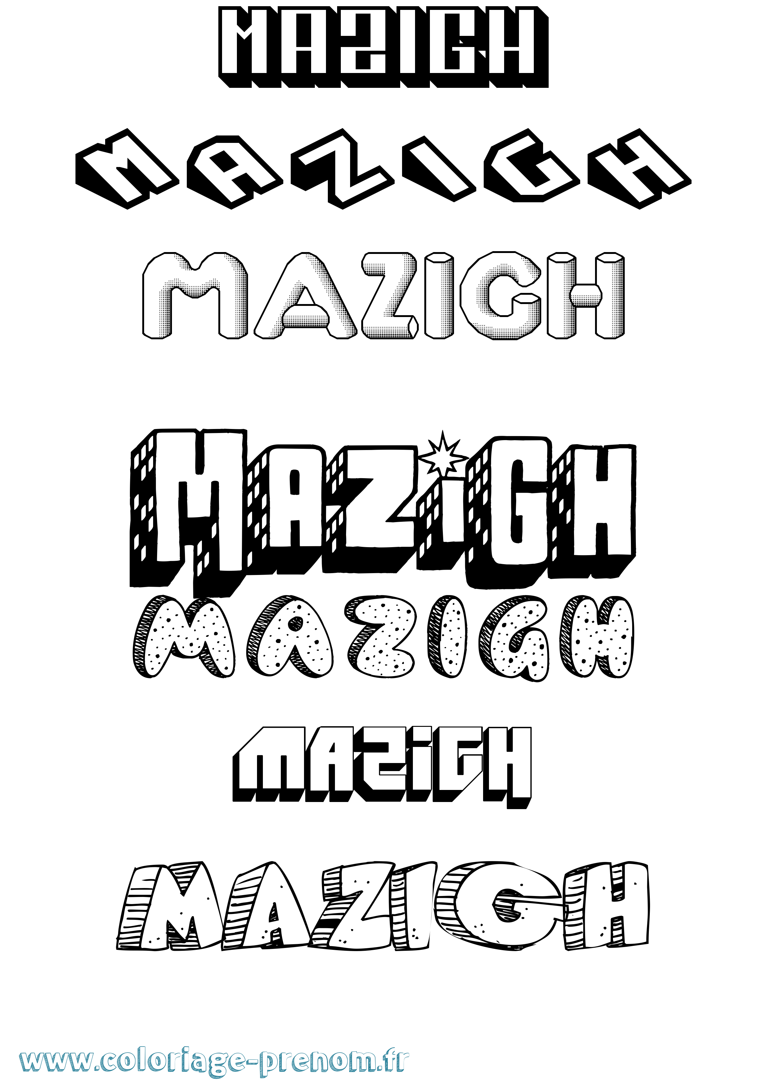 Coloriage Mazigh Effet 3D Coloriage prénom Mazigh Effet 3D