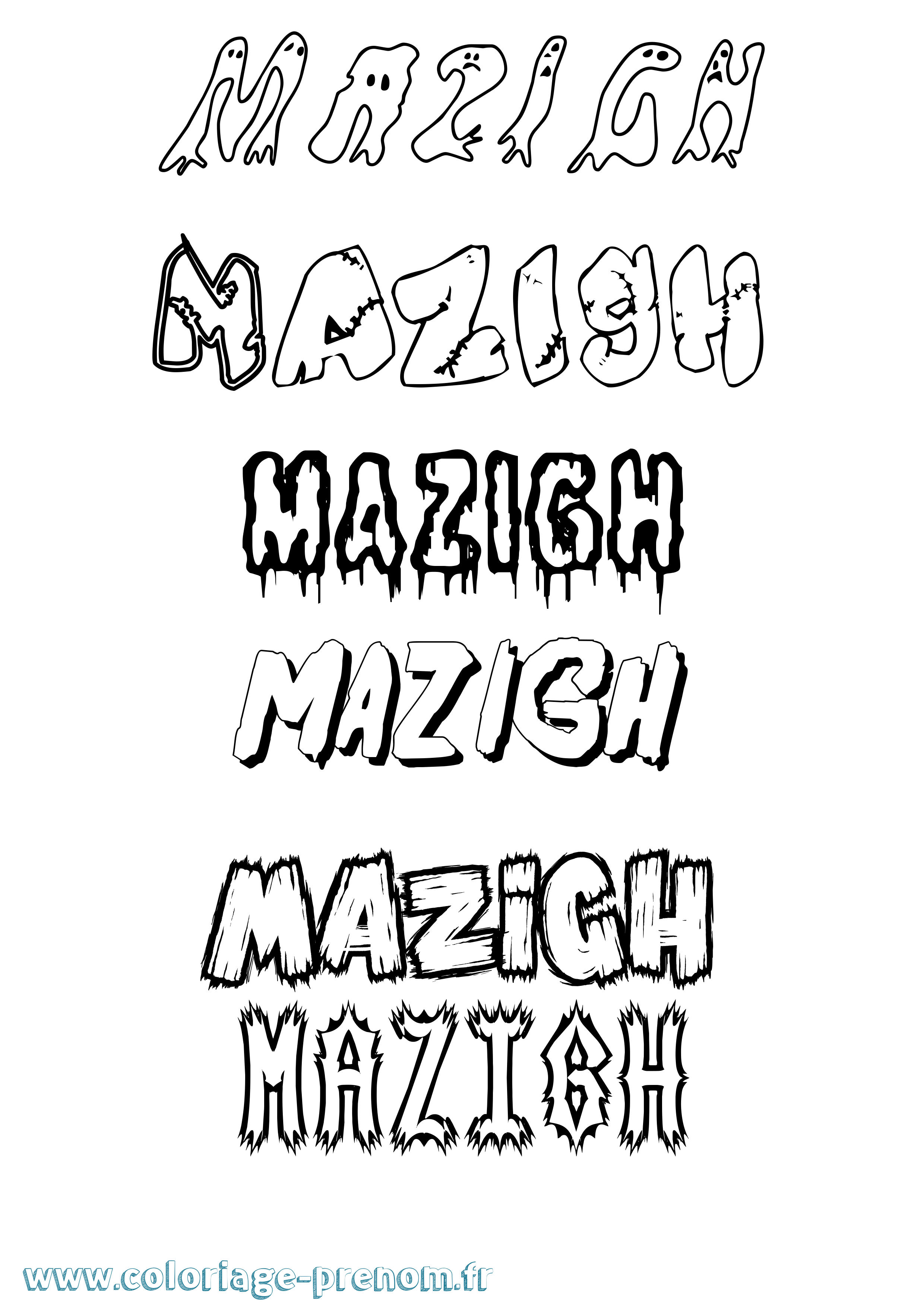 Coloriage Mazigh Frisson Coloriage prénom Mazigh Frisson