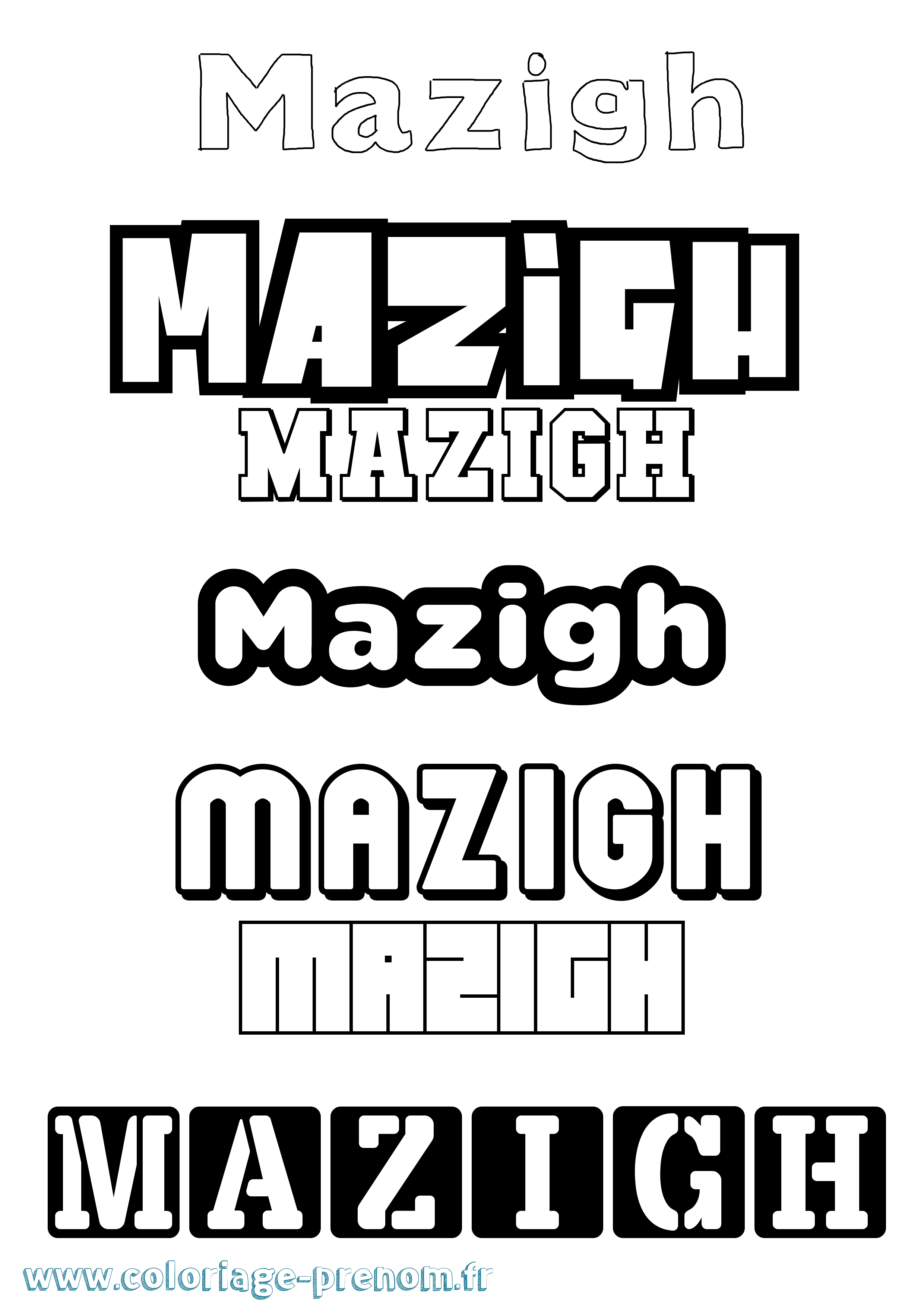 Coloriage Mazigh Simple Coloriage prénom Mazigh Simple