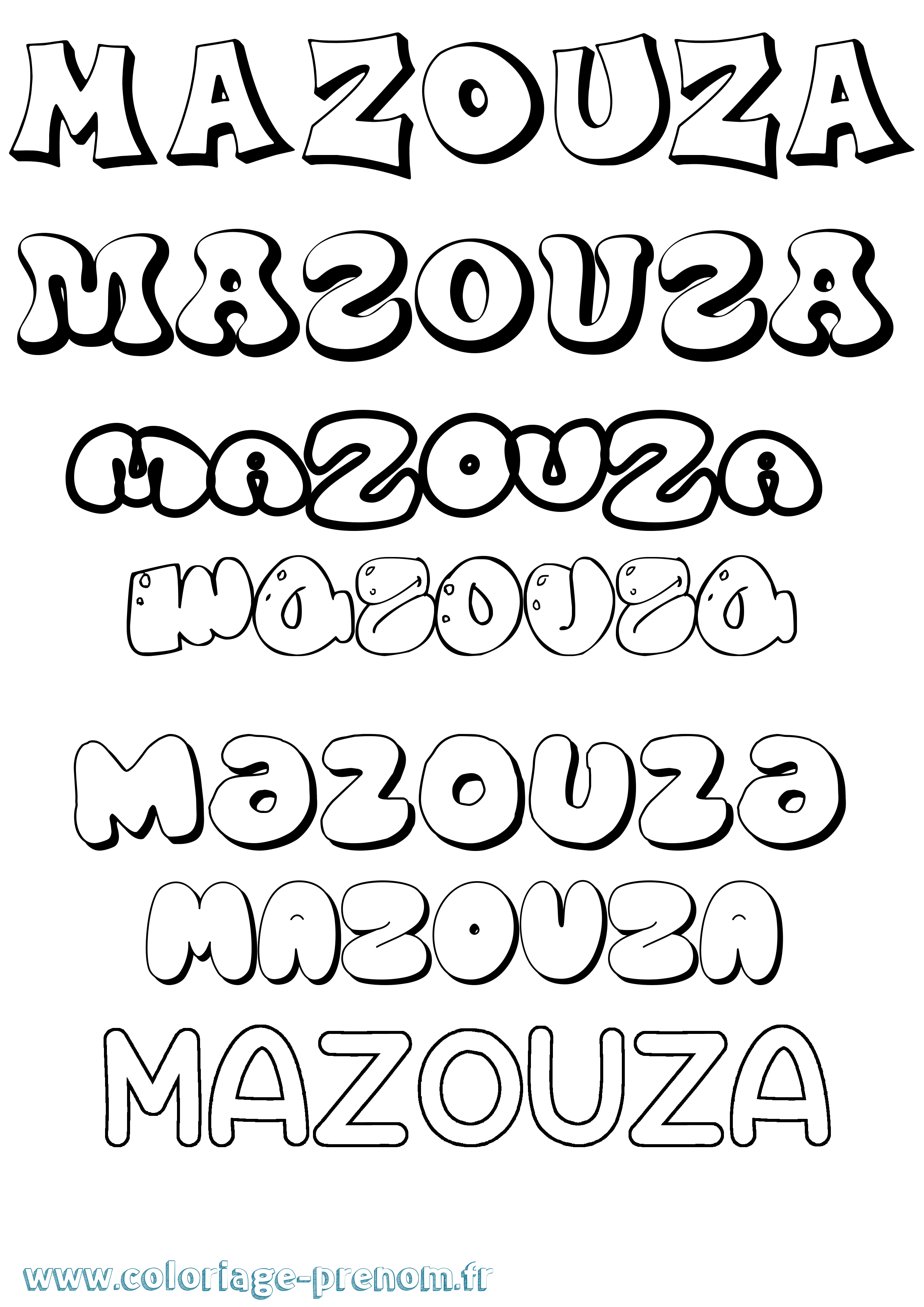 Coloriage Mazouza Bubble Coloriage prénom Mazouza Bubble