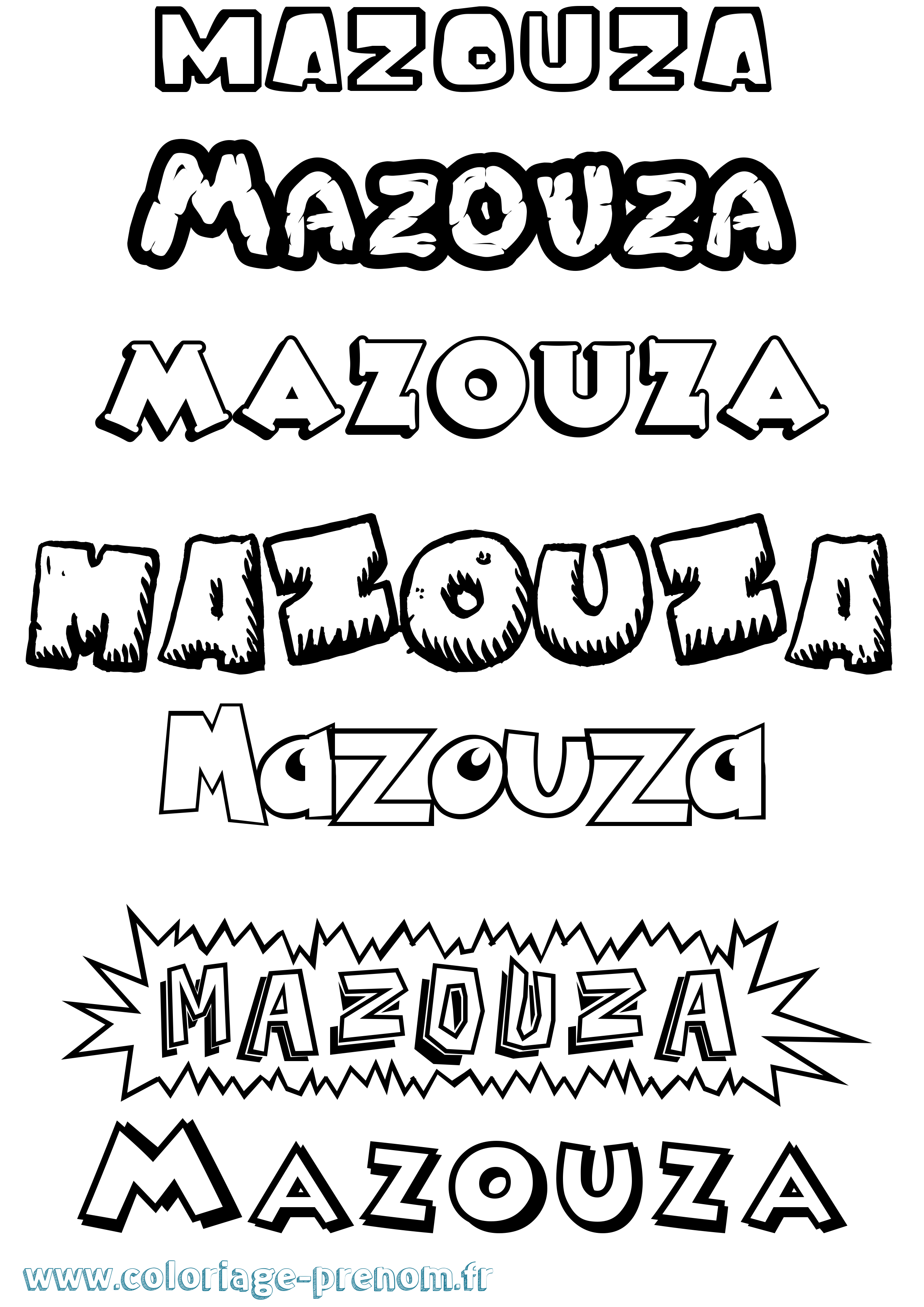 Coloriage Mazouza Dessin Animé Coloriage prénom Mazouza Dessin Animé
