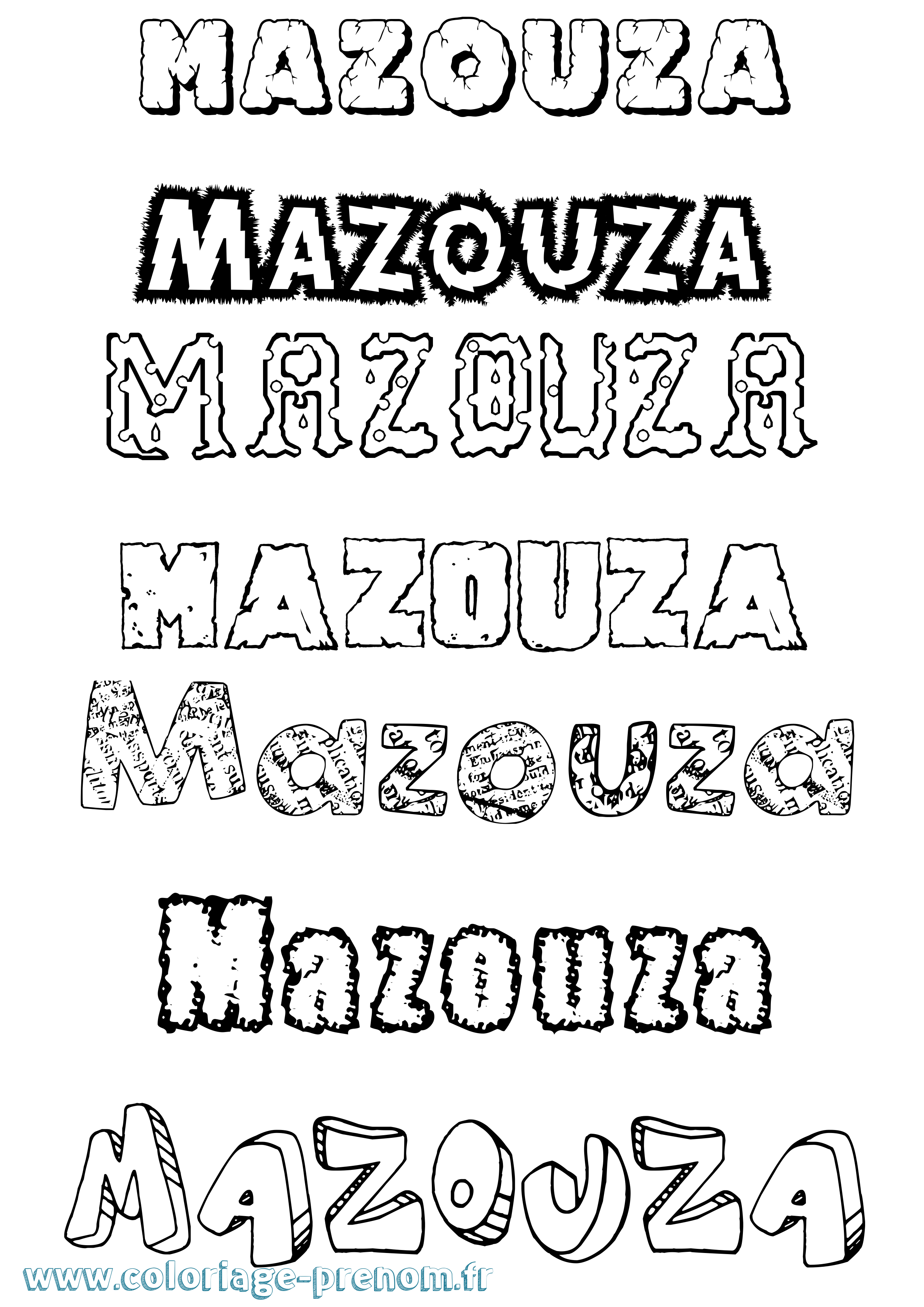 Coloriage Mazouza Destructuré Coloriage prénom Mazouza Destructuré