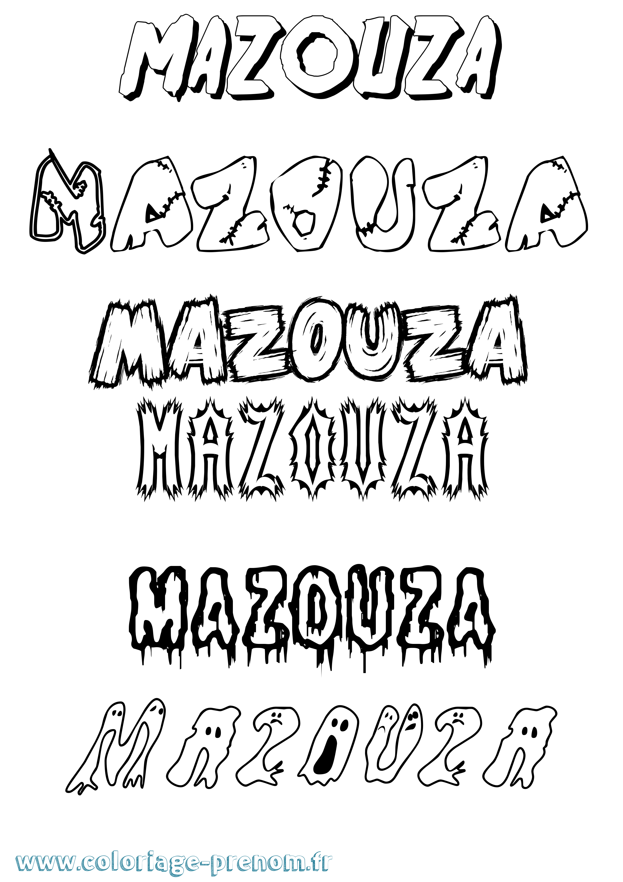 Coloriage Mazouza Frisson Coloriage prénom Mazouza Frisson