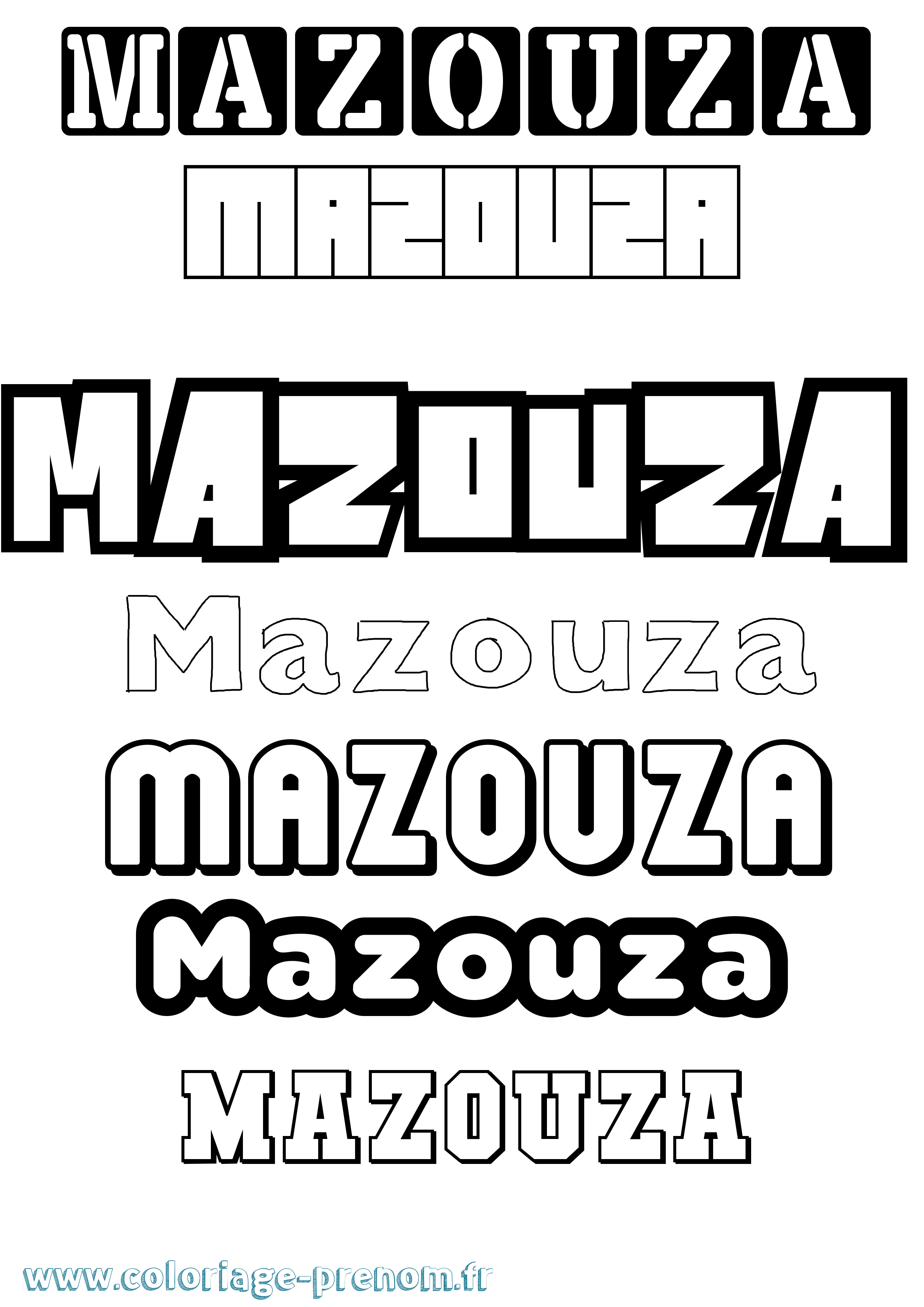 Coloriage Mazouza Simple Coloriage prénom Mazouza Simple
