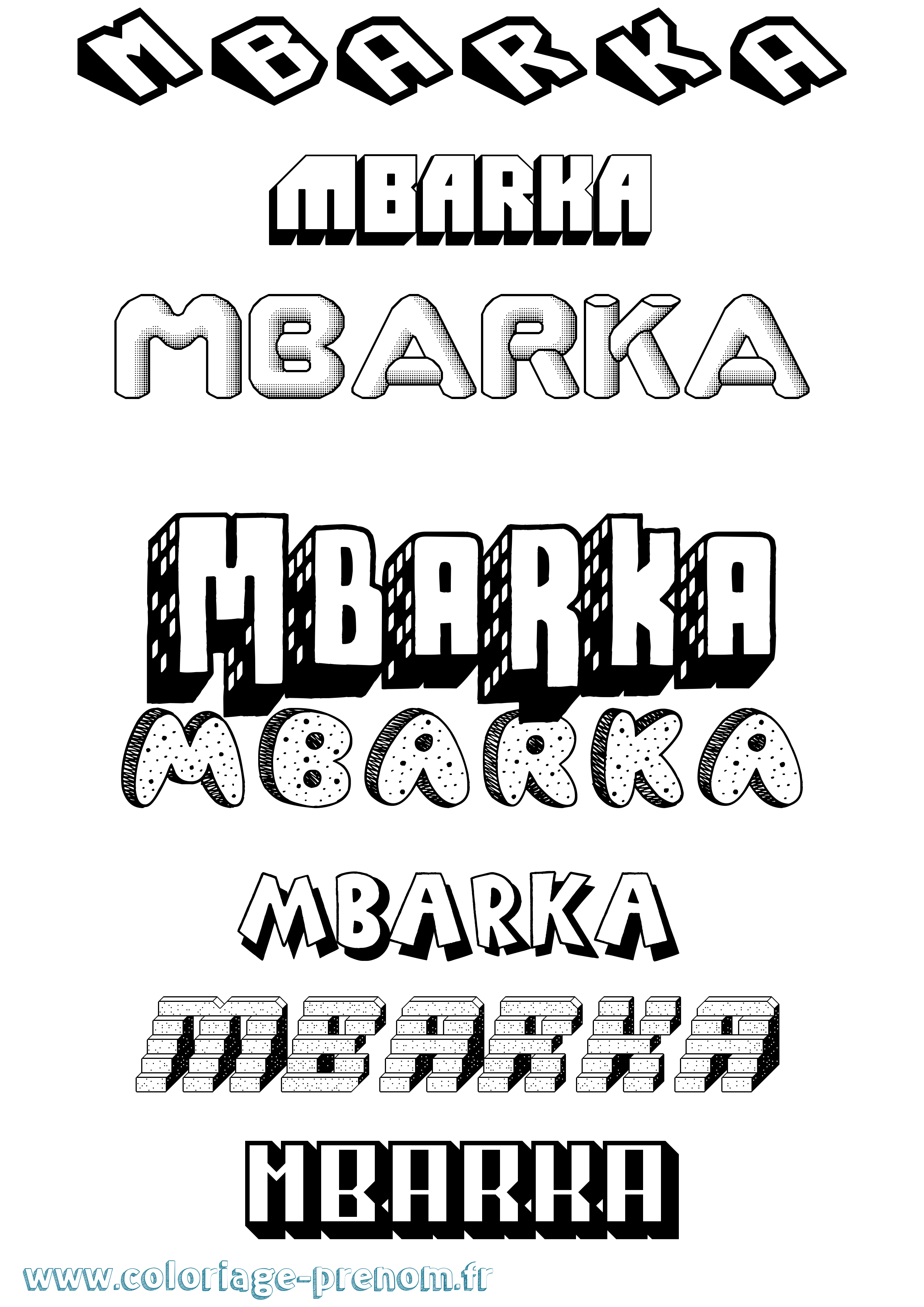 Coloriage Mbarka Effet 3D Coloriage prénom Mbarka Effet 3D