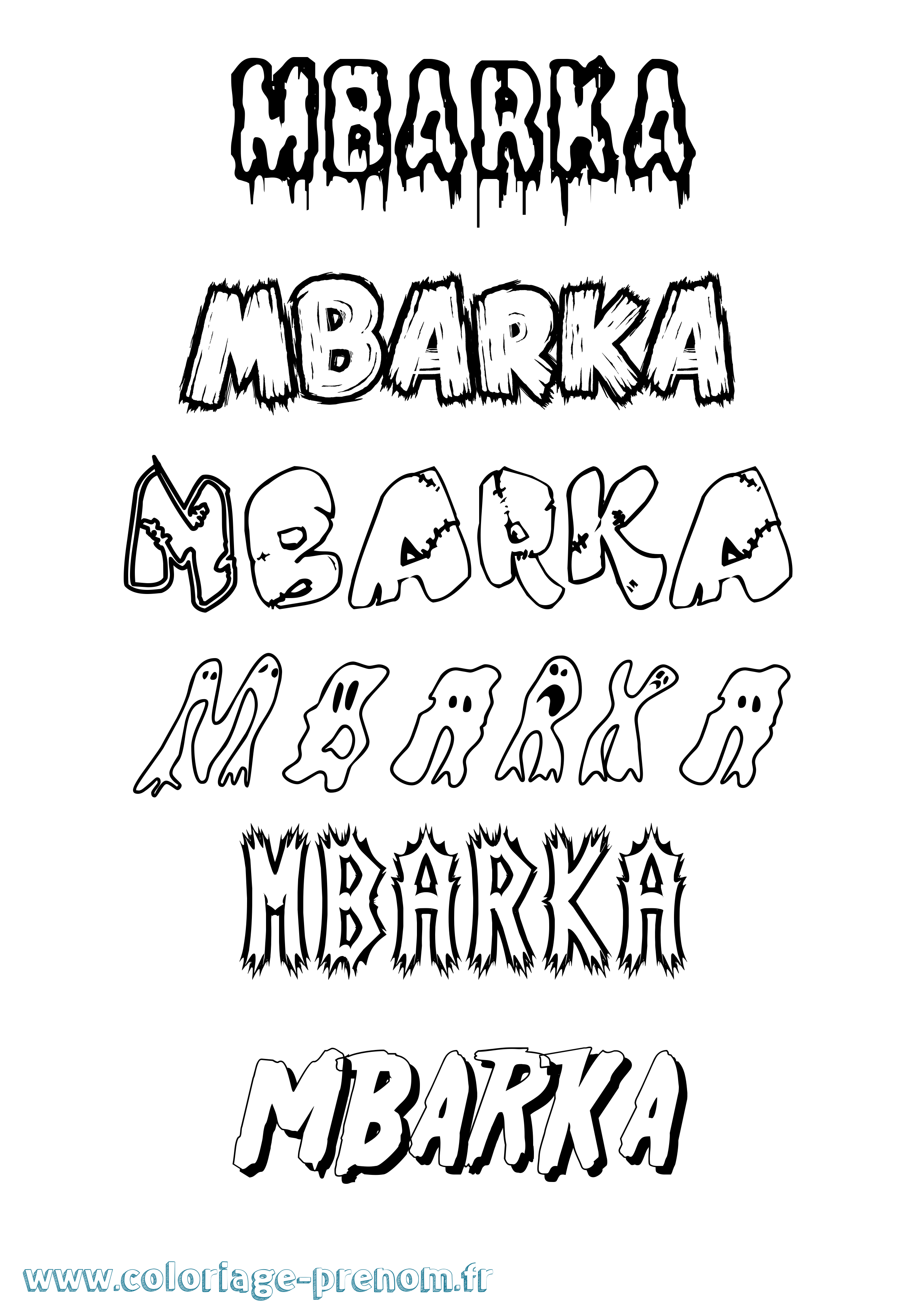 Coloriage Mbarka Frisson Coloriage prénom Mbarka Frisson