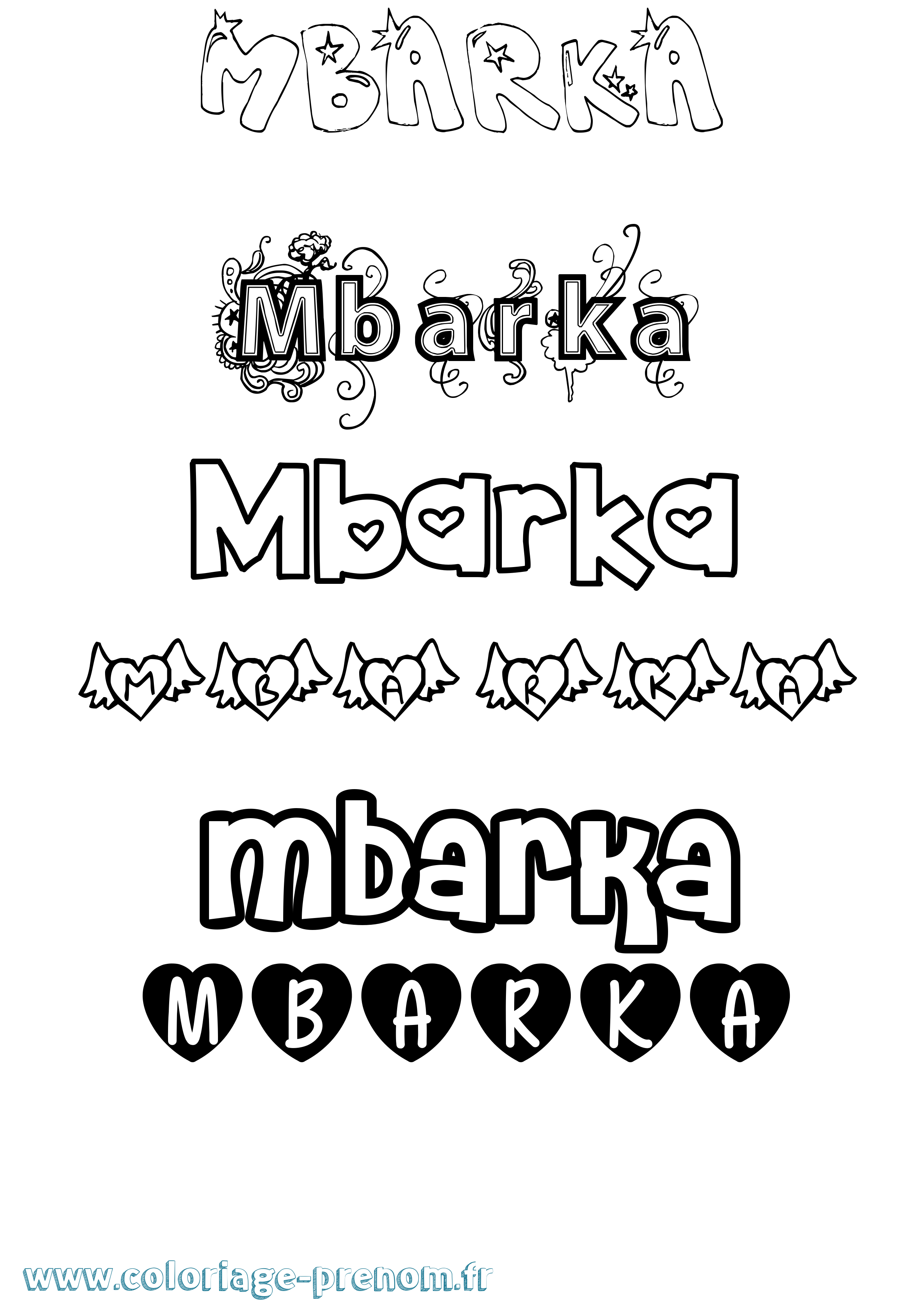 Coloriage Mbarka Girly Coloriage prénom Mbarka Girly