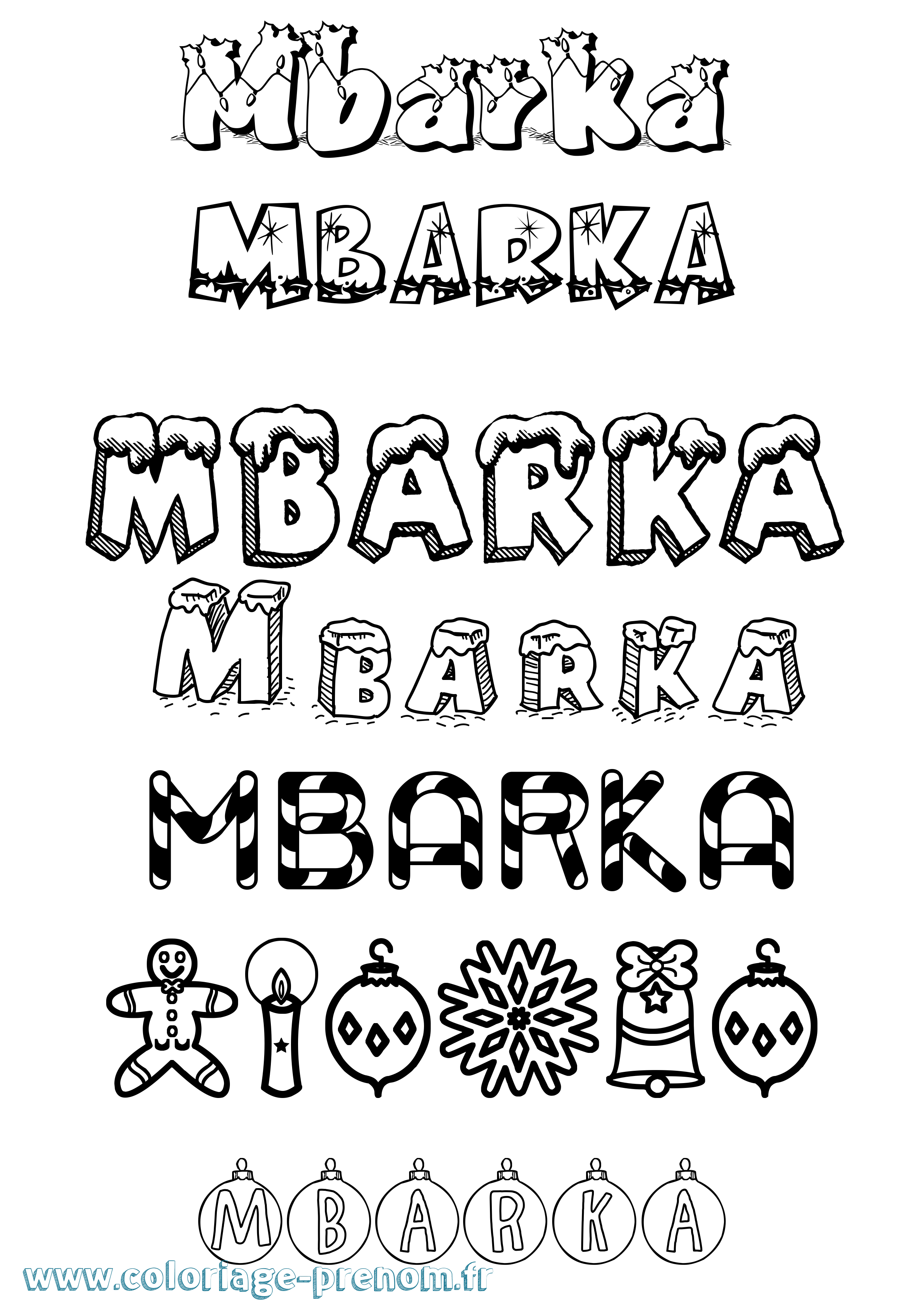 Coloriage Mbarka Noël Coloriage prénom Mbarka Noël